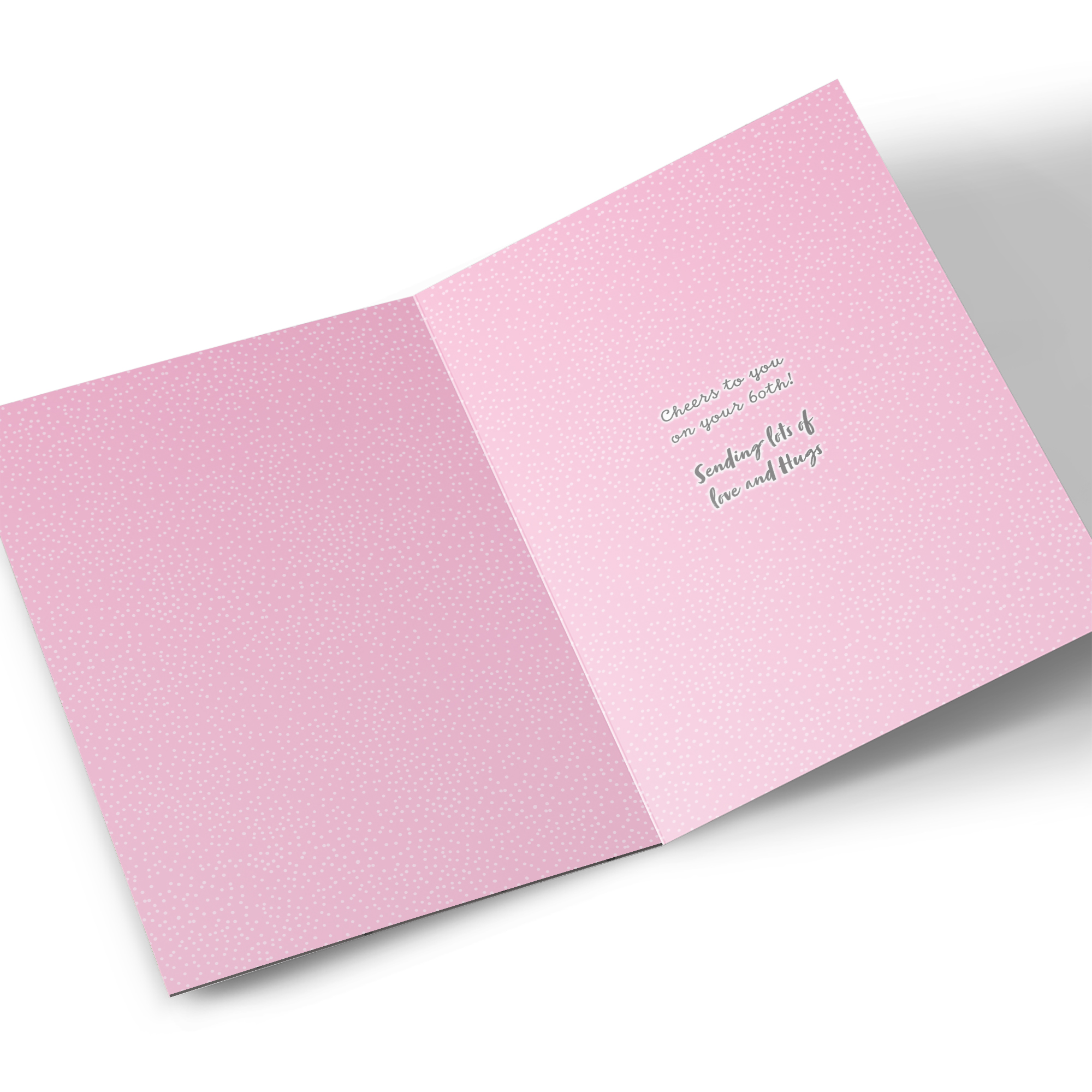 Hugs 60th Birthday Card - Vintage Pink Fizz