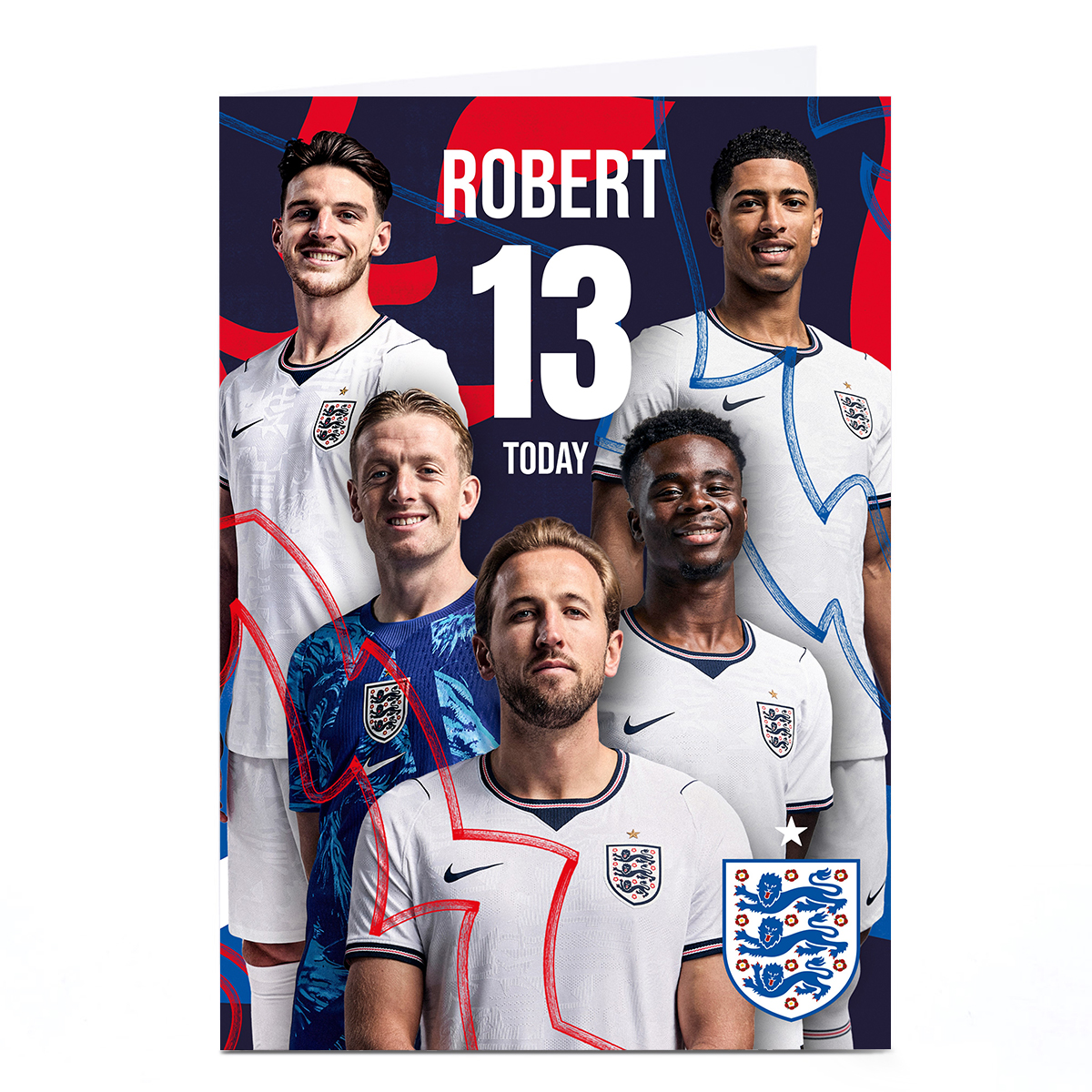 Personalised England Football Birthday Card - Any Name, Any Age