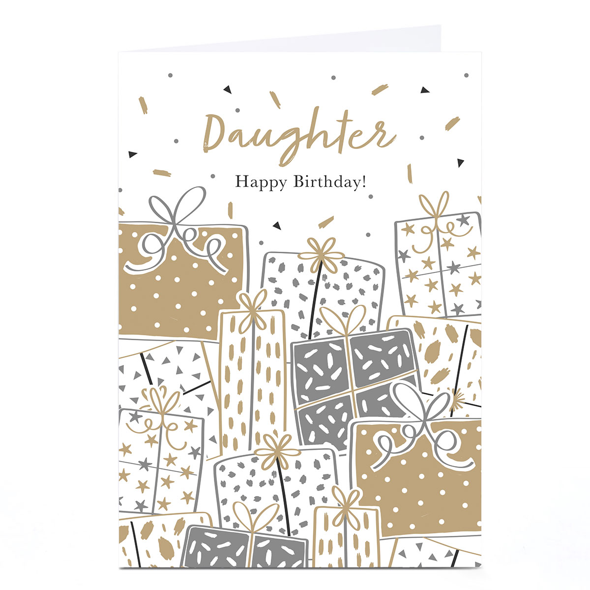 Personalised Birthday Card - Gold and Silver Presents, Daughter