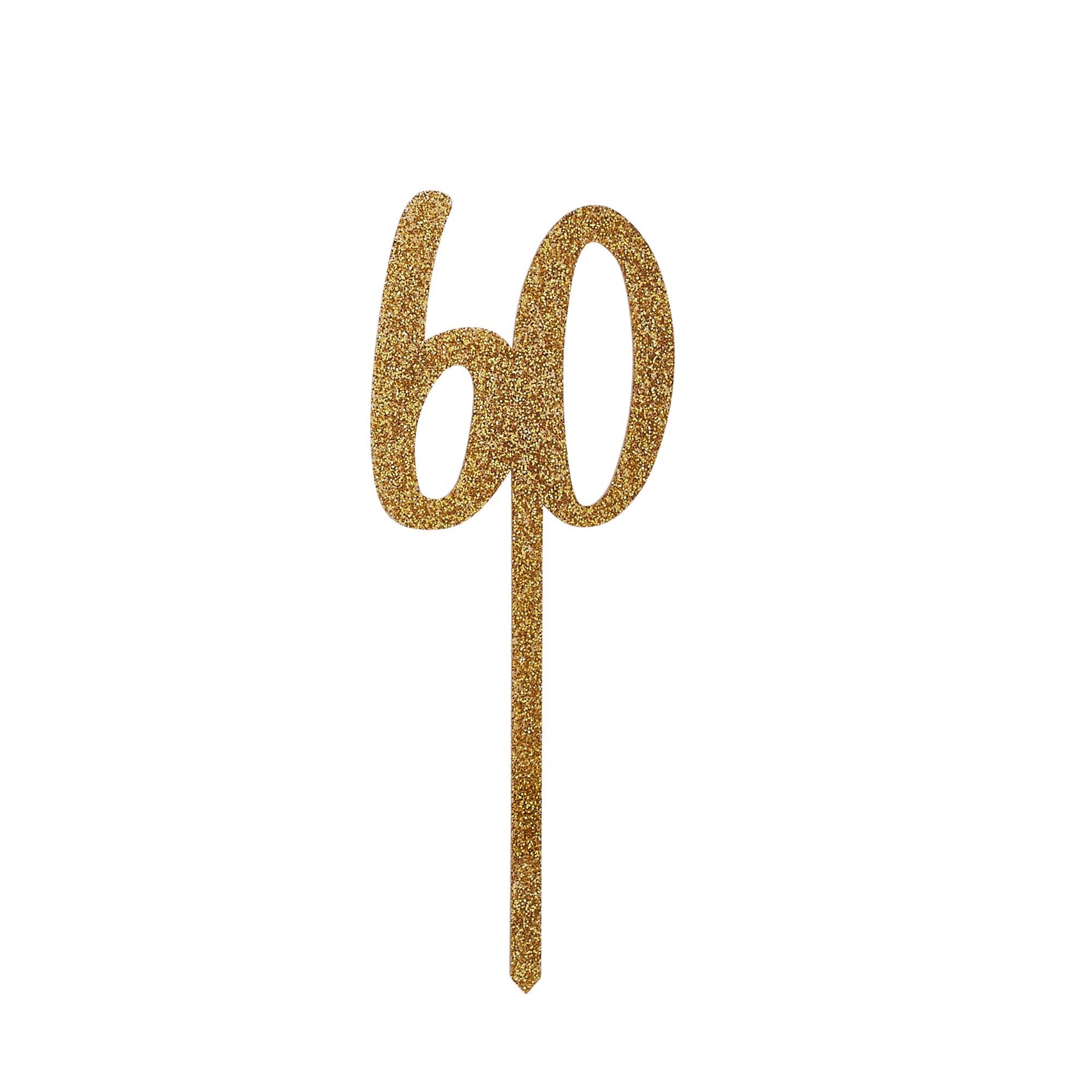 Metallic 60 Glitter Acrylic Cake Topper (3 Colour Options)