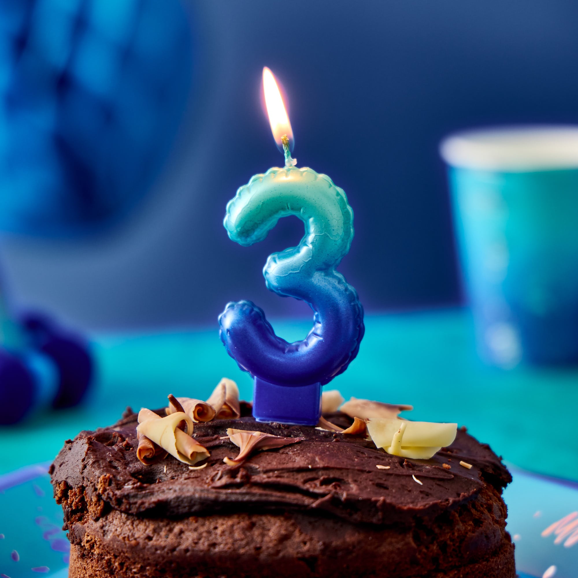 Blue Number 3 Cake Candle