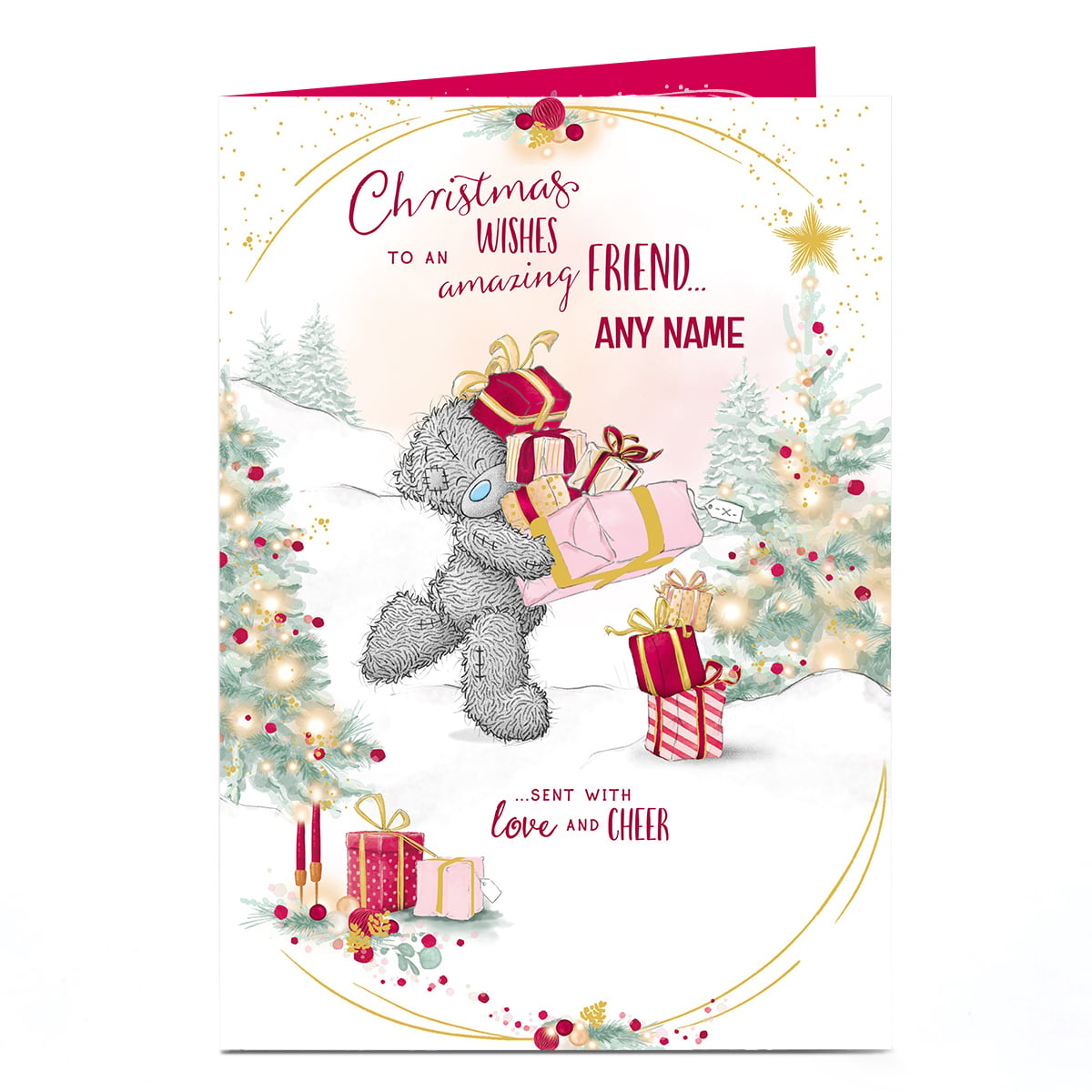 Personalised Tatty Teddy Christmas Card - Friend, Any Name