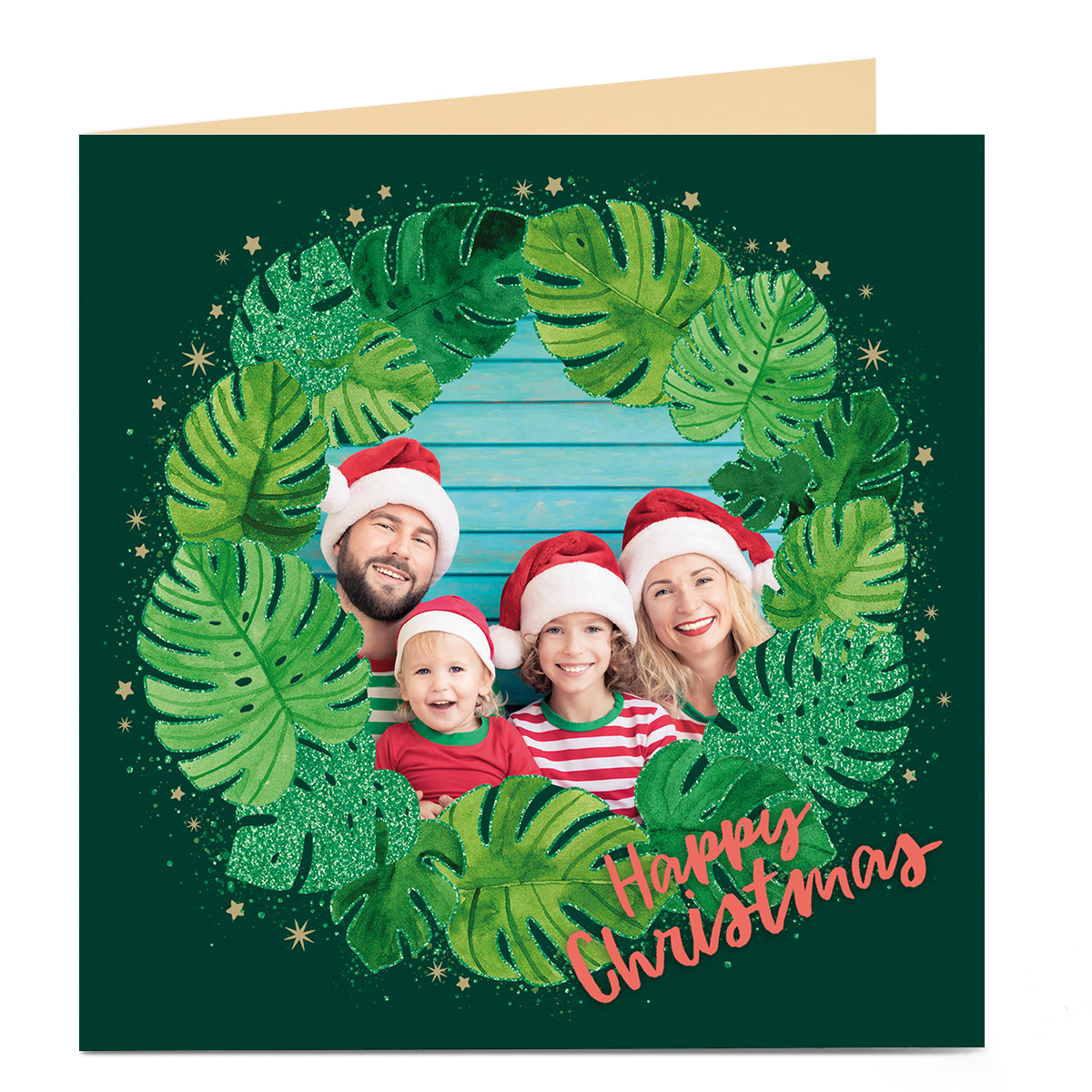 Photo Christmas Card - Wreath Of Leaves