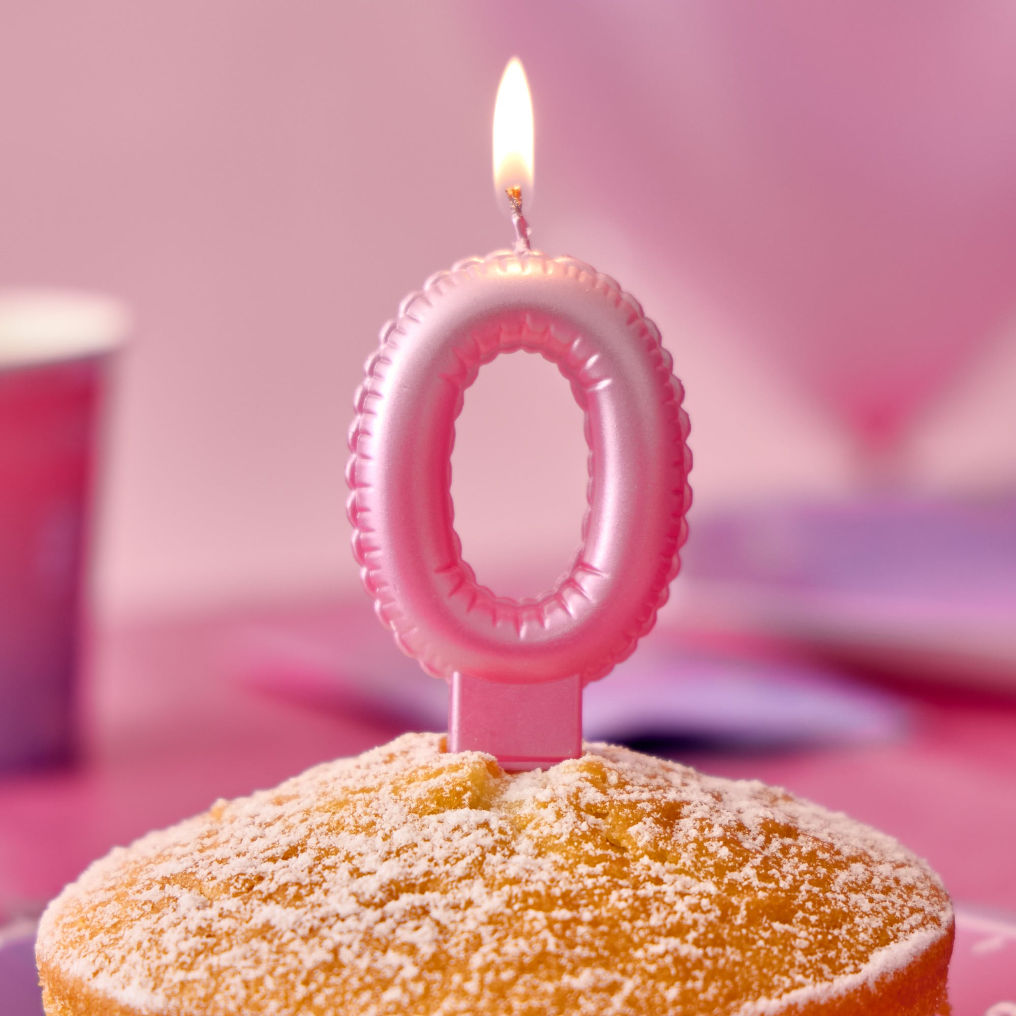 Pink Number 0 Cake Candle