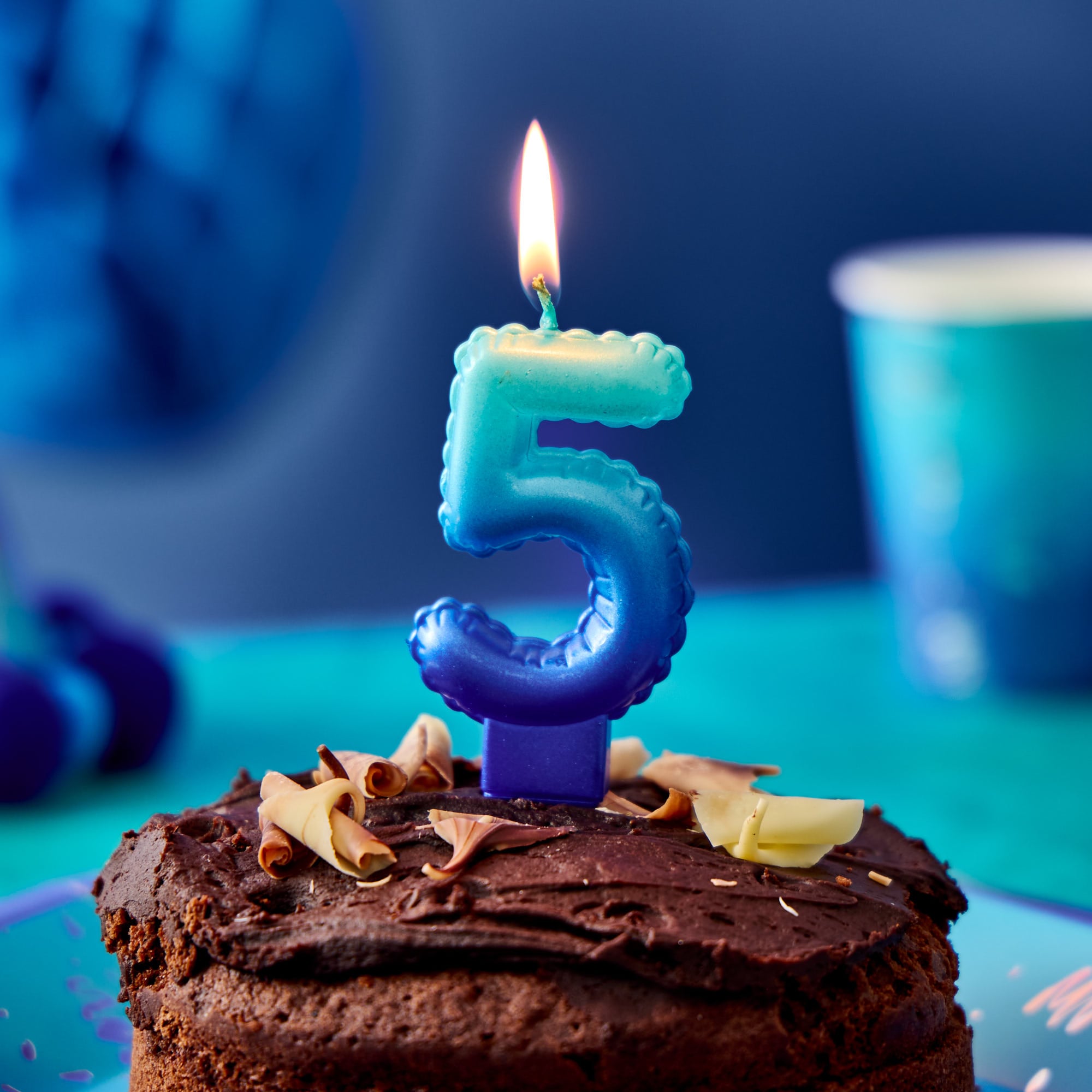 Blue Number 5 Cake Candle