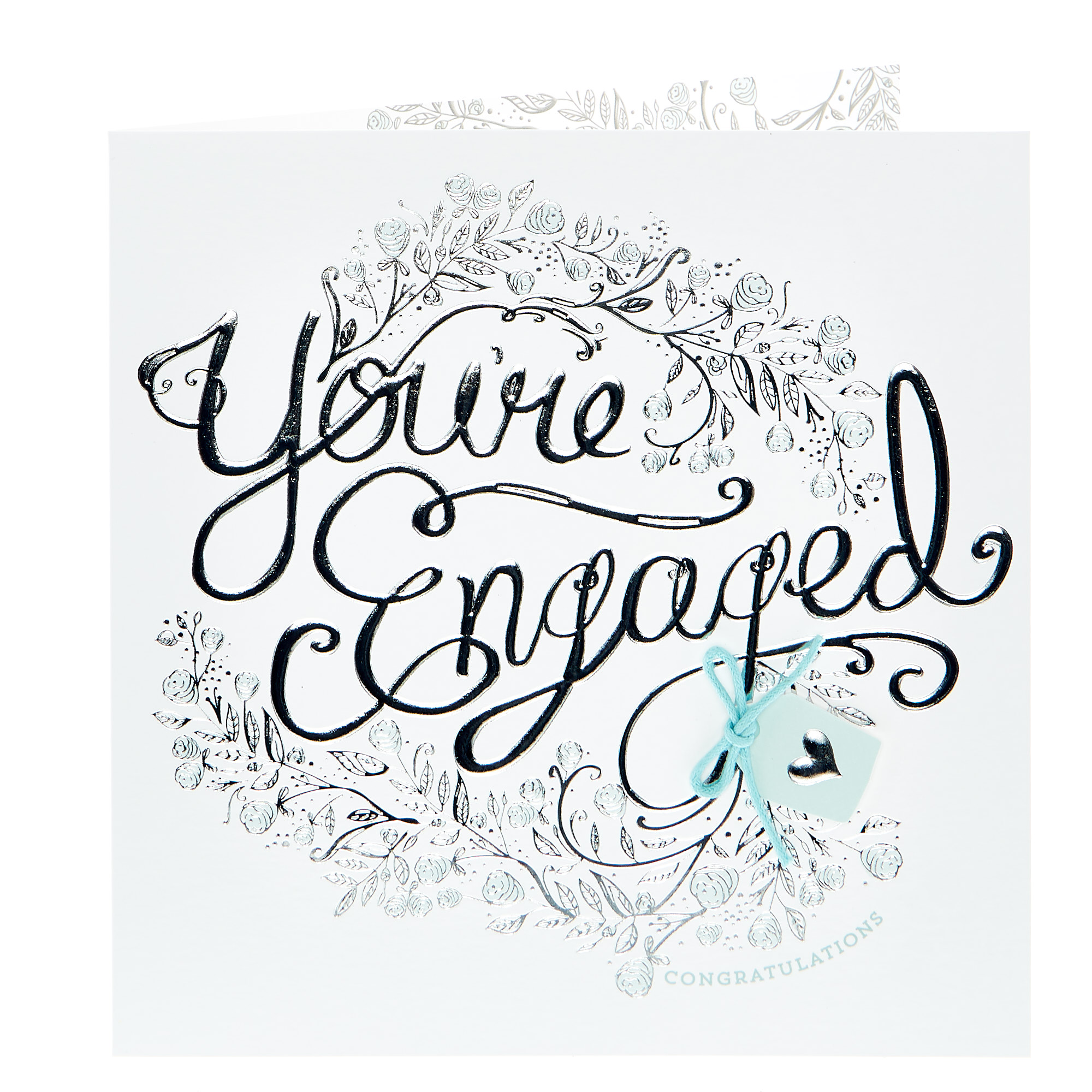 Boutique Collection Engagement Card - Silver Flowers