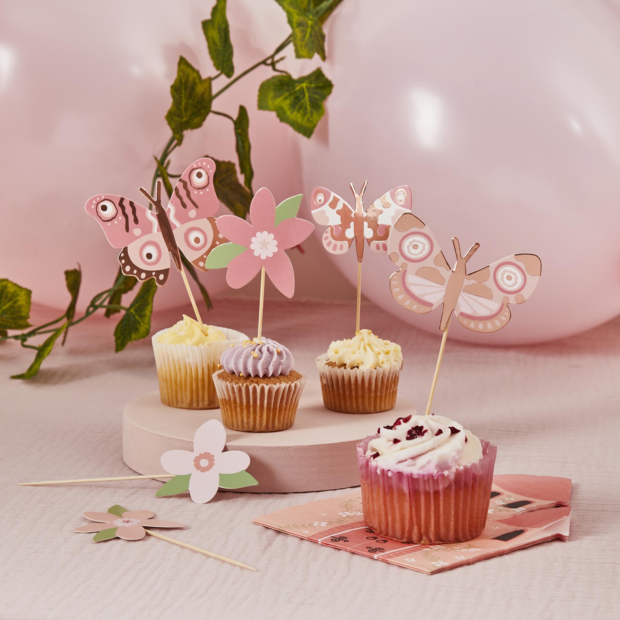 Flower & Butterfly Food Picks - Pack of 12