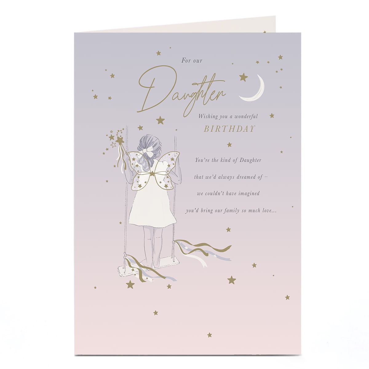 Birthday Card - Moonlit Fairy Swing, Daughter