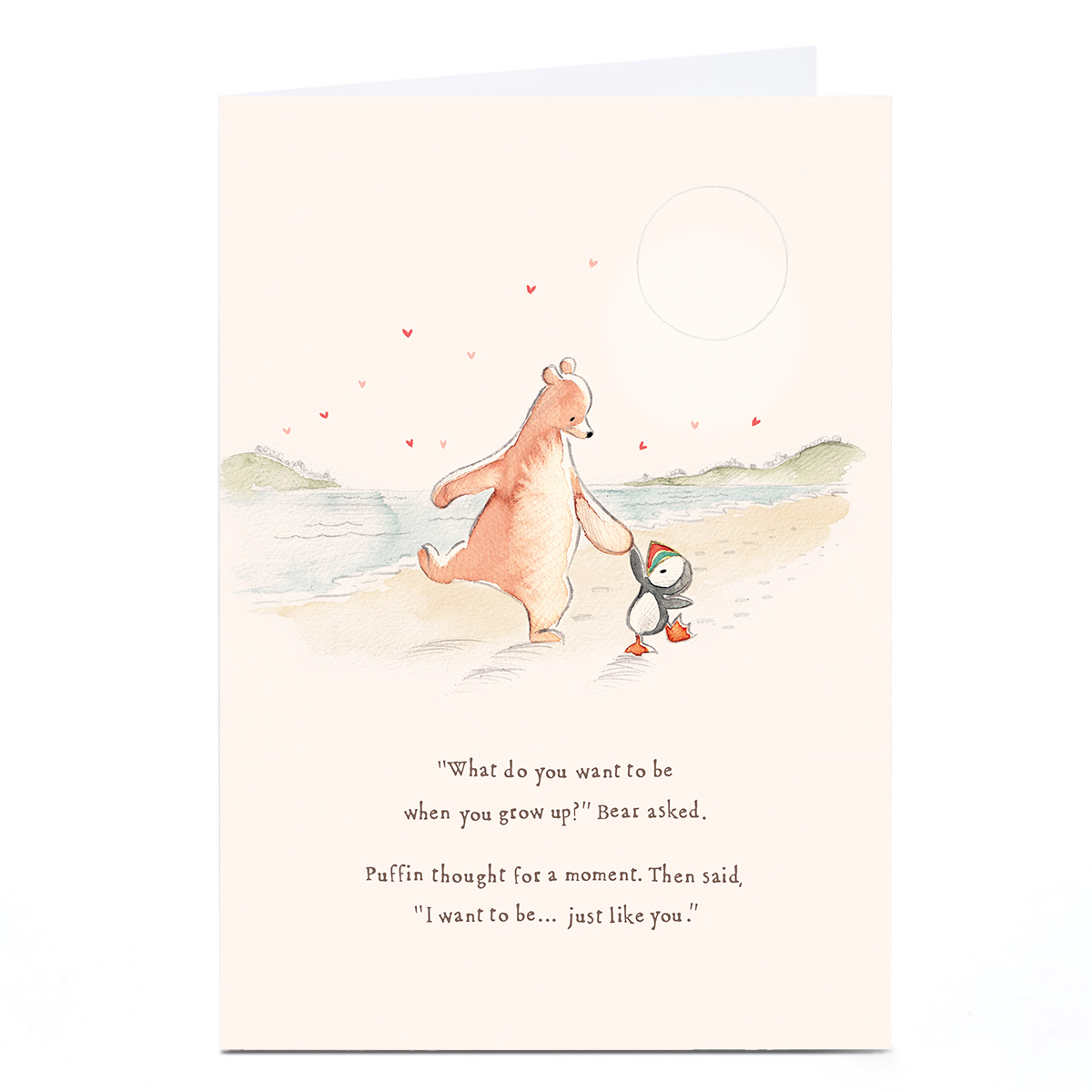 Personalised Card - Bear & Puffin Holding Hands