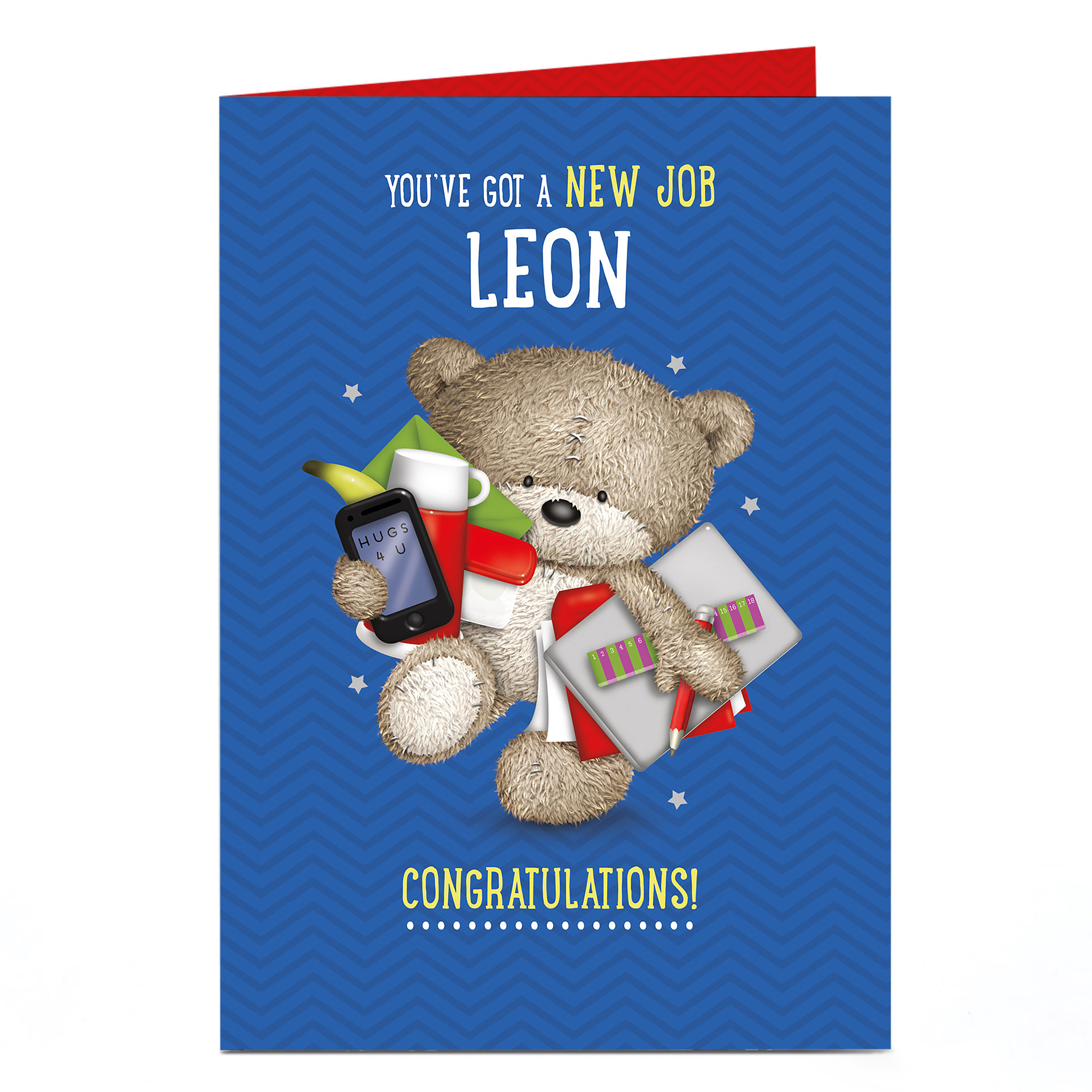 Personalised Hugs New Job Card - Bear & Office Supplies