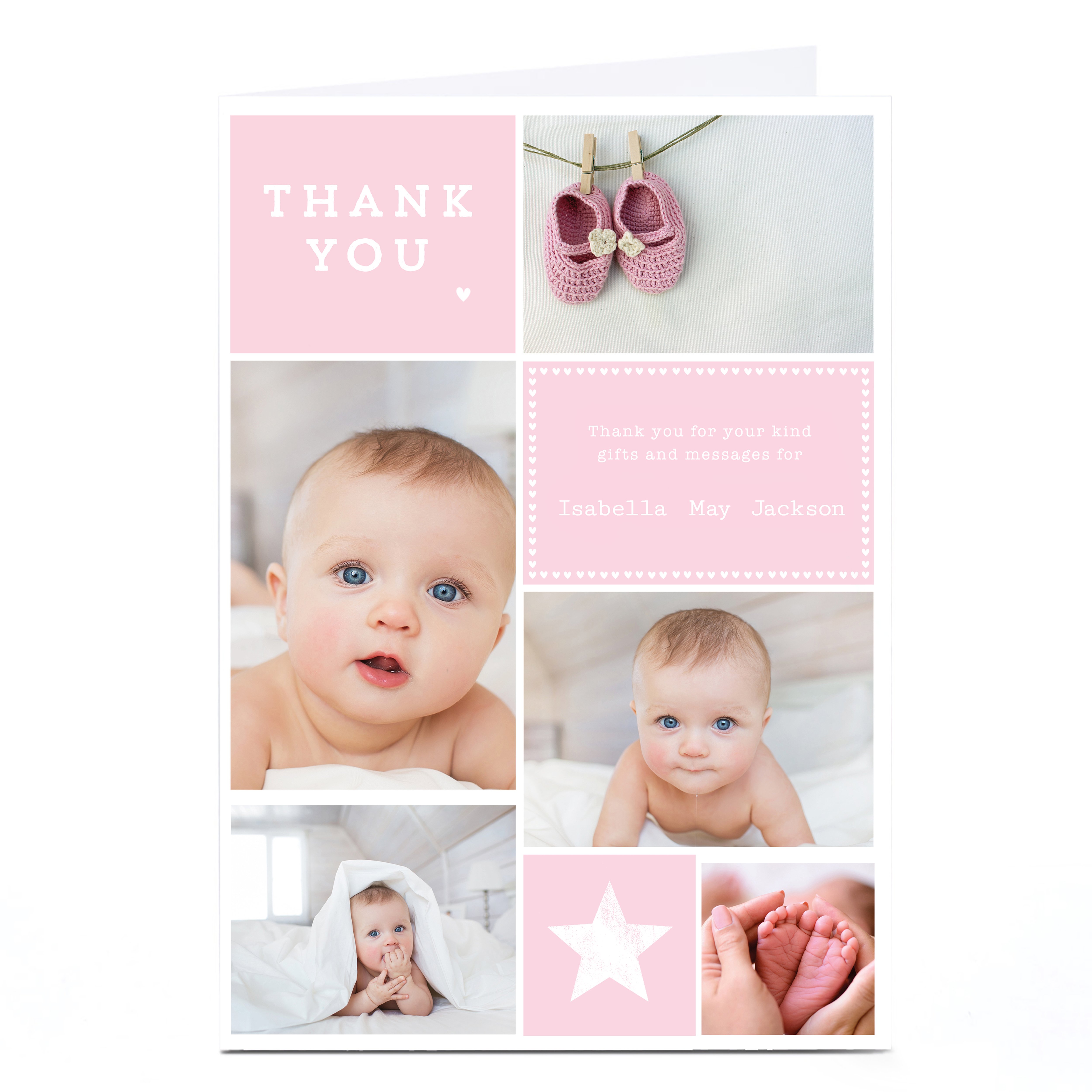 New Baby Photo Card - Pink Thank You