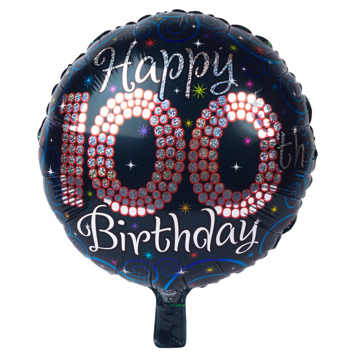 Black Age 100 18-Inch Foil Helium Balloon