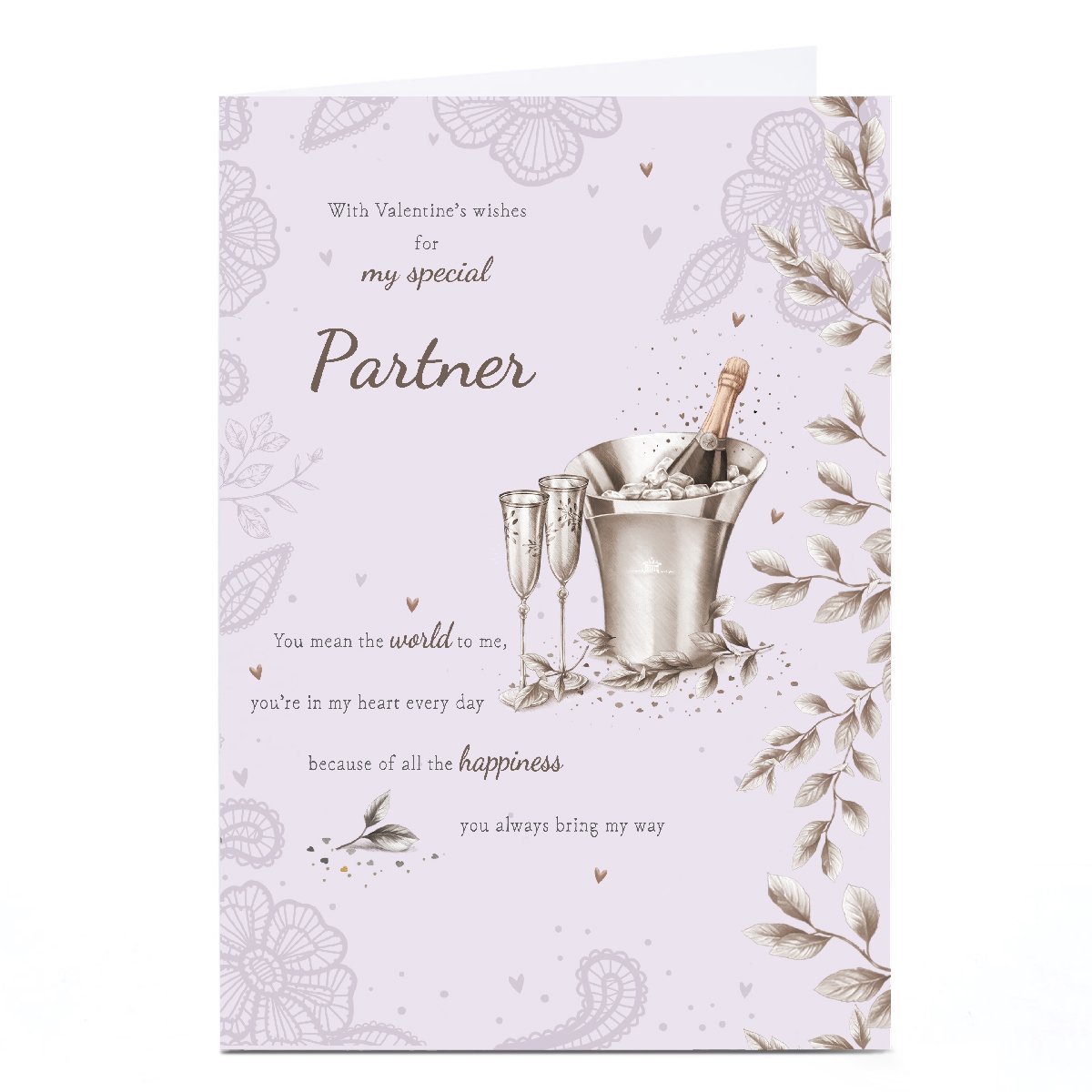 Personalised Valentine's Day Card - Bubbly Champagne, Partner