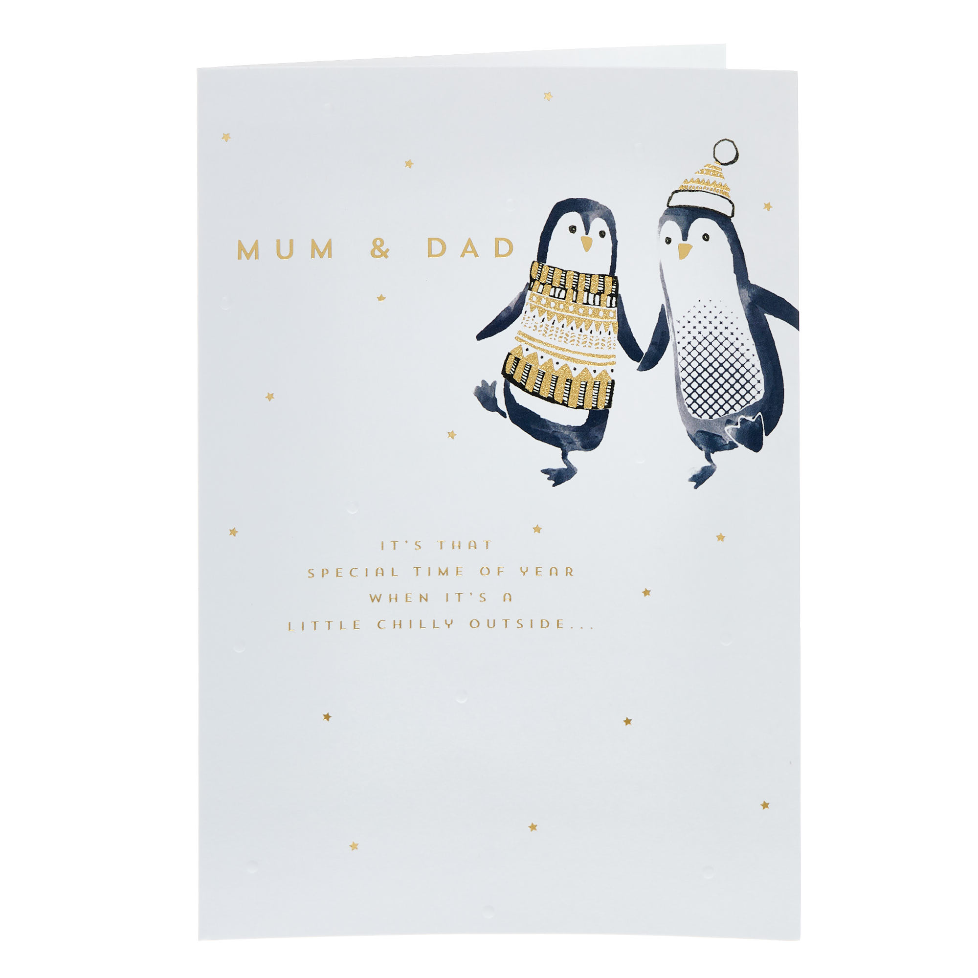 Mum & Dad Painted Penguins Christmas Card