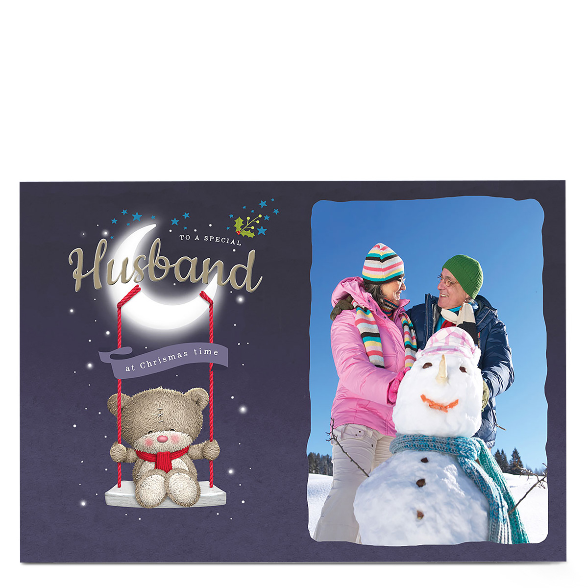 Hugs Photo Christmas Card - Moon Swing