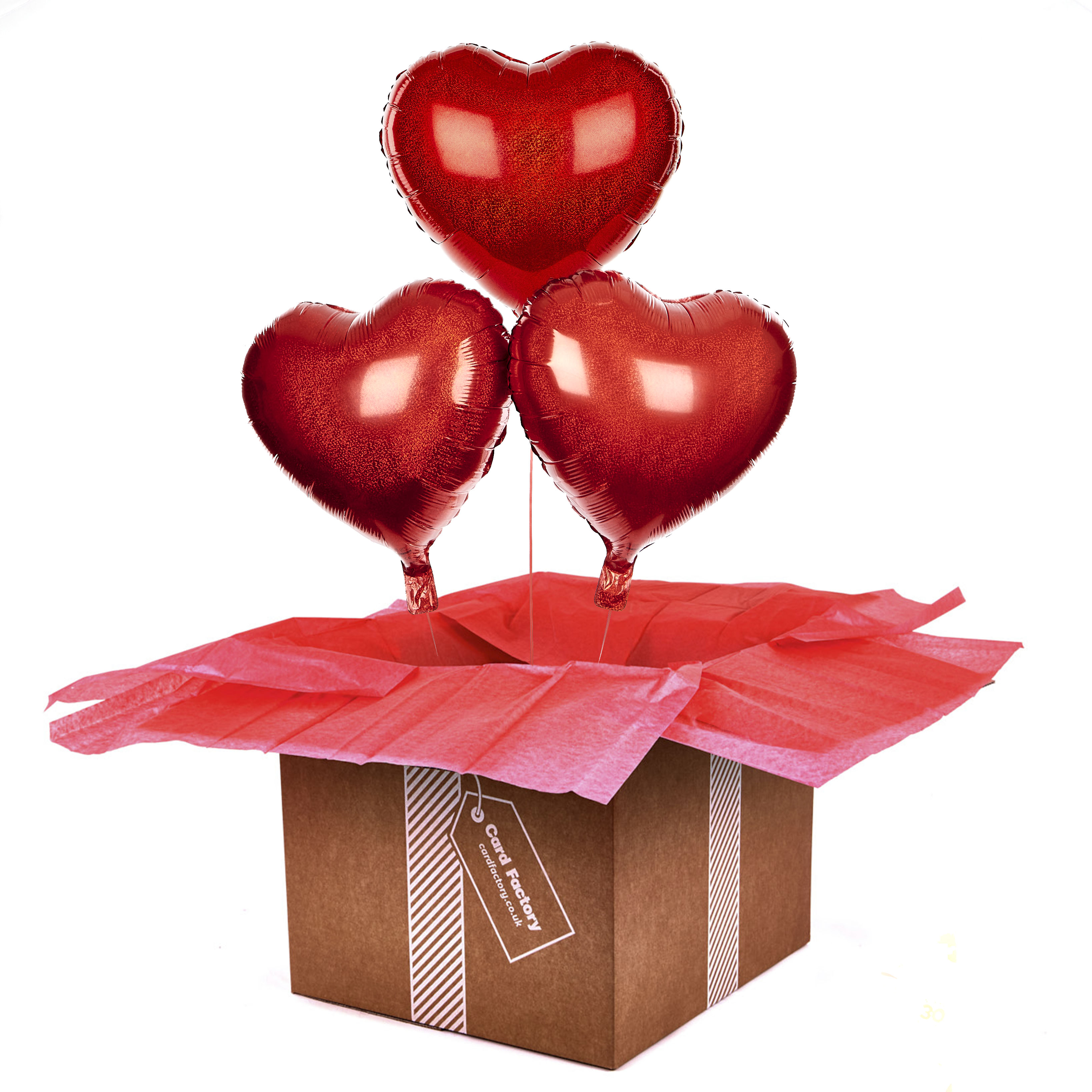 Buy 3 Red Heart Valentine's Day Balloon Bouquet DELIVERED INFLATED! PRE ORDER! for GBP 16.99