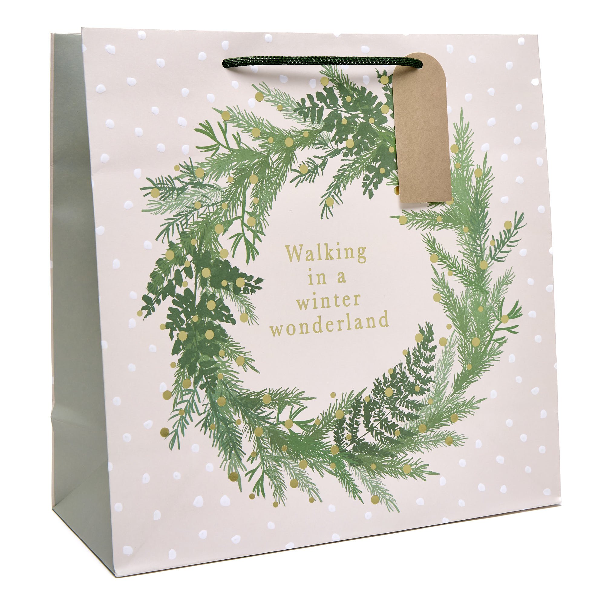 Winter Wonderland Wreath Large Square Gift Bag