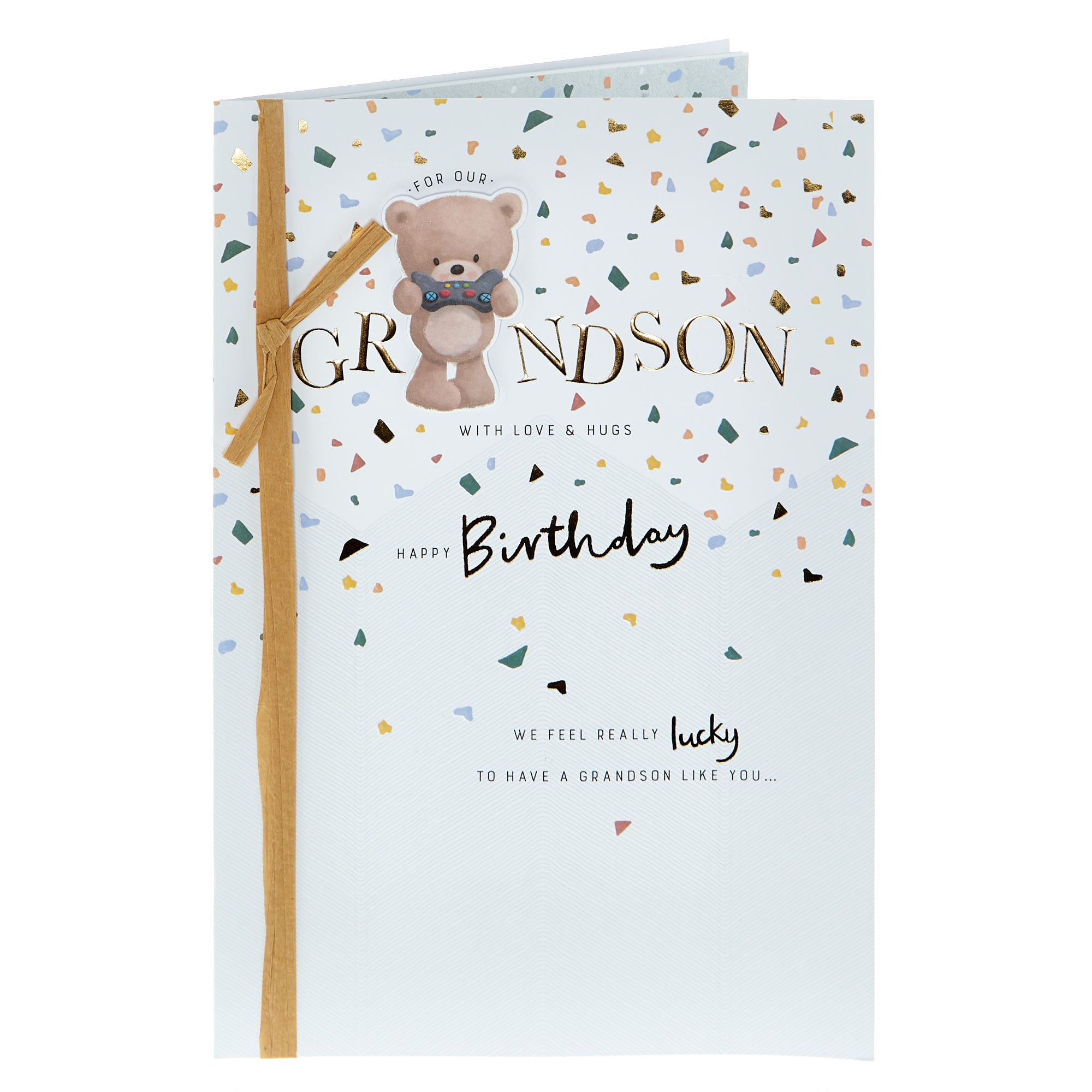 Grandson Really Lucky Hugs Birthday Card