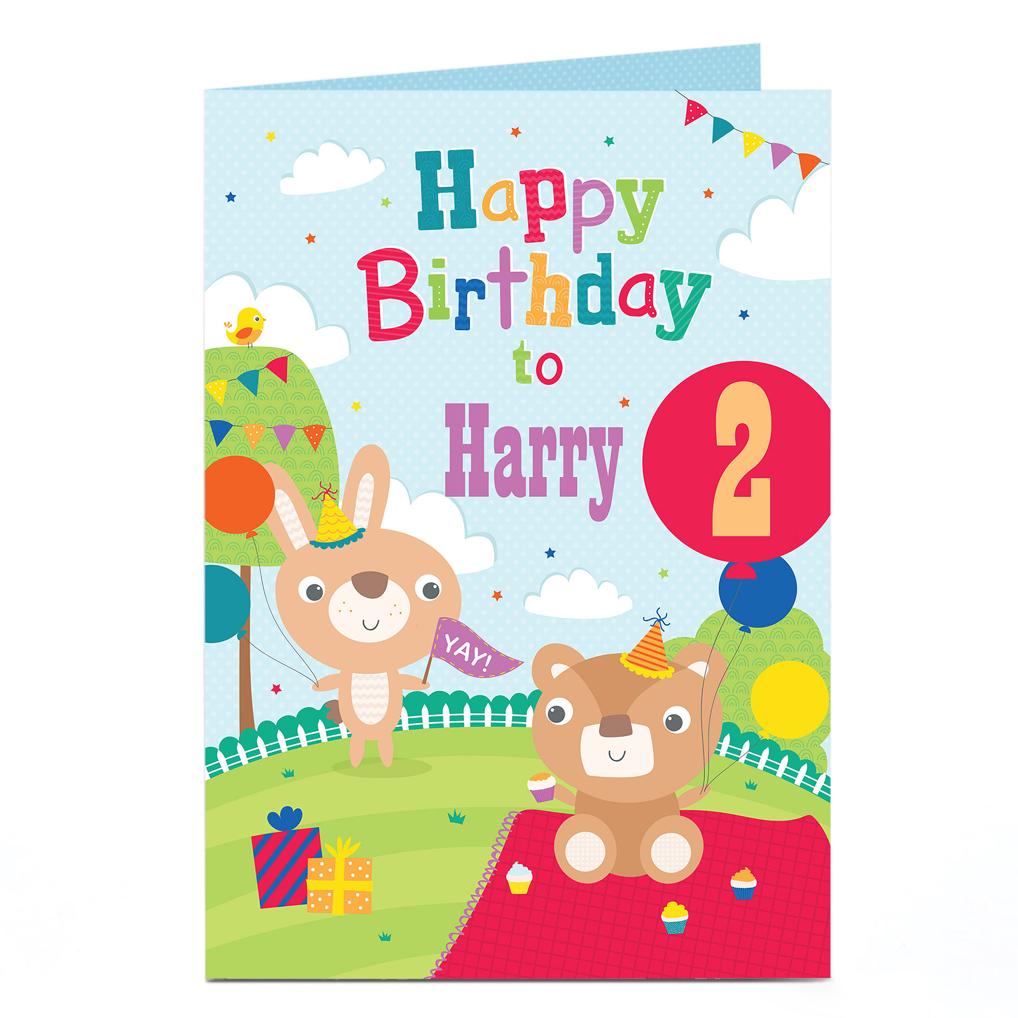 Personalised Editable Age Birthday Card - Teddy Bears Picnic