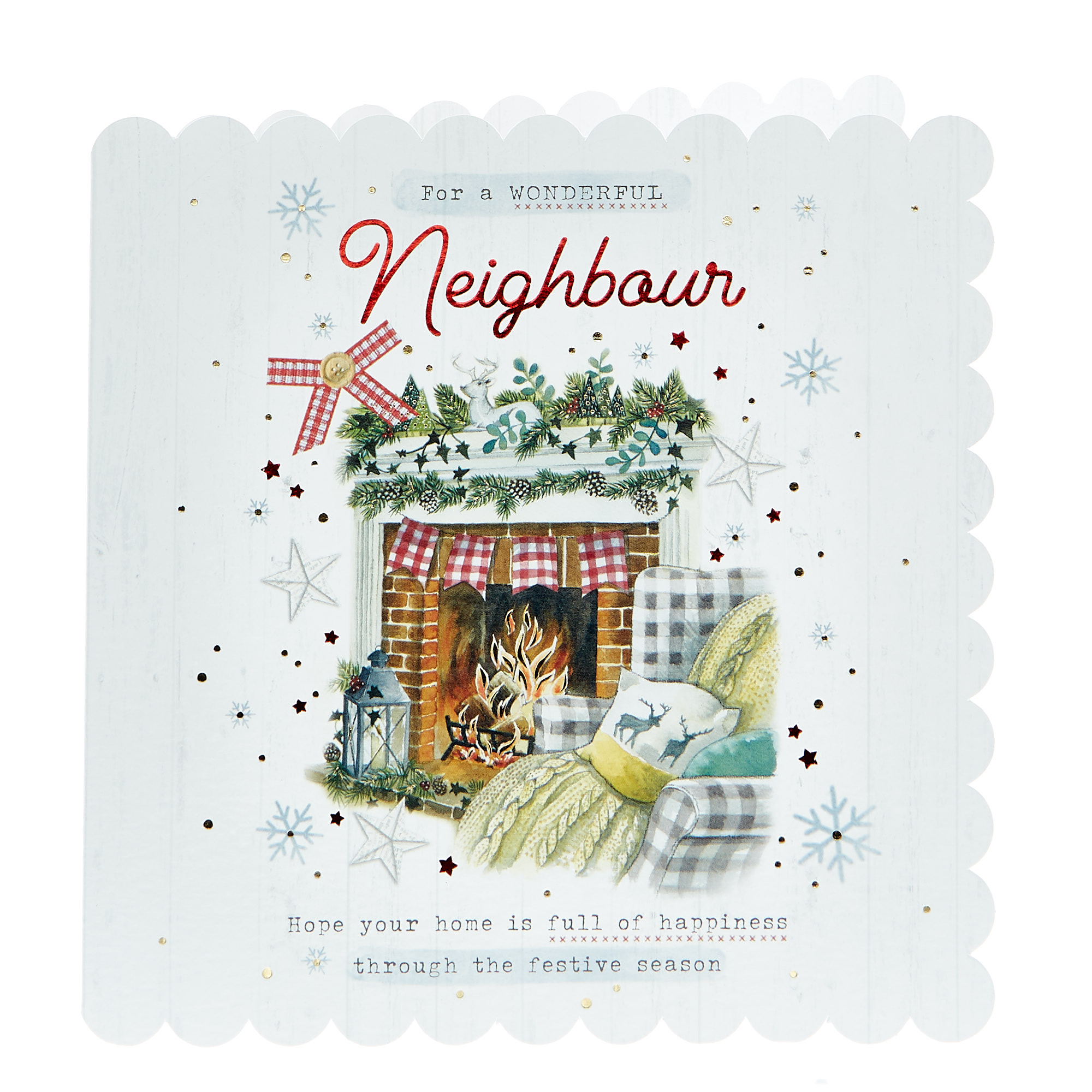 Christmas Card - Neighbour, Cosy Christmas Fireside