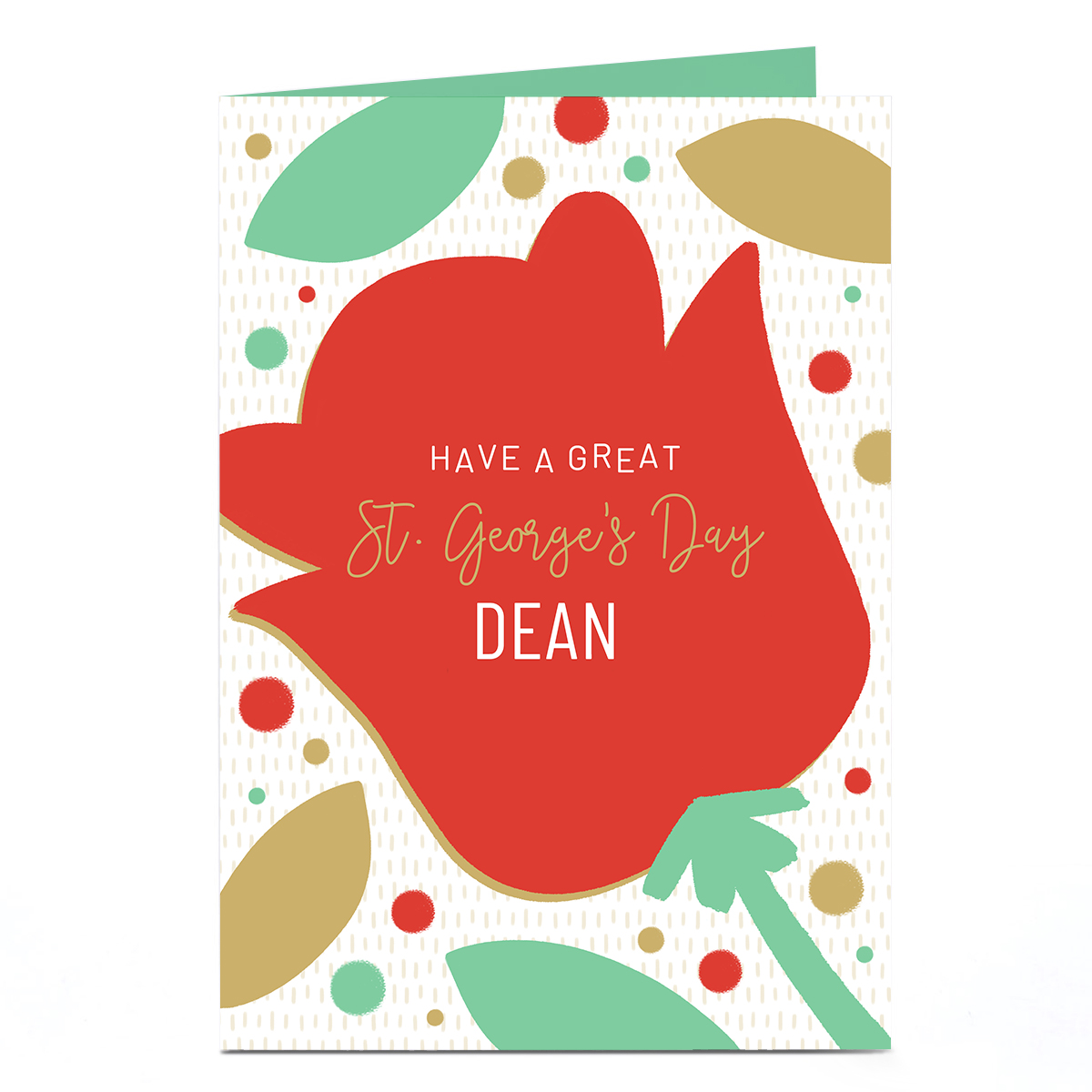 Personalised St. George's Day Card - Red Rose