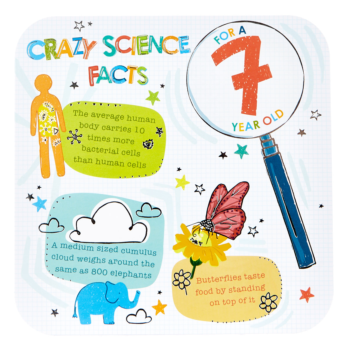 Platinum Collection 7th Birthday Card - Crazy Science Facts