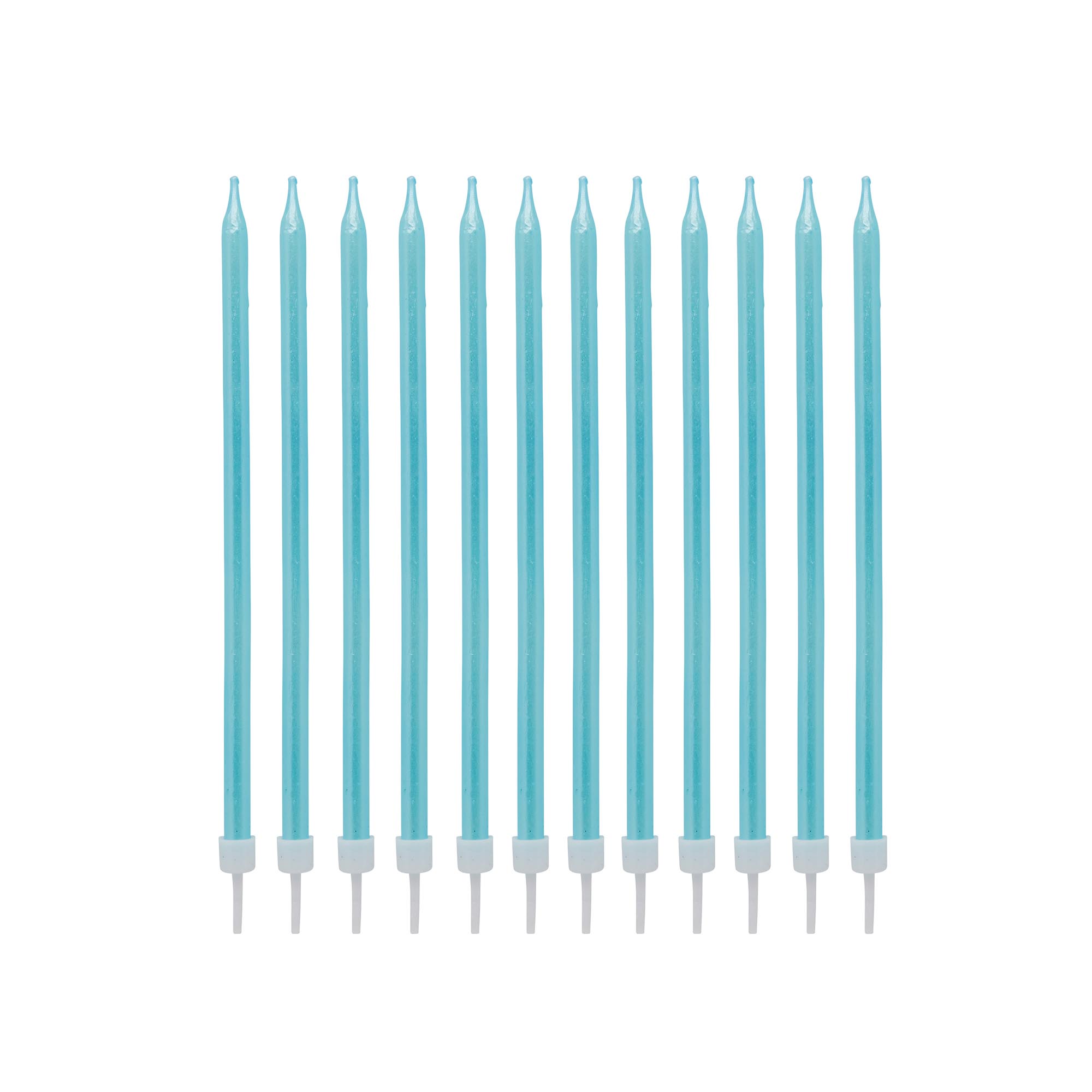 Blue Tall Skinny Cake Candles - Pack of 12