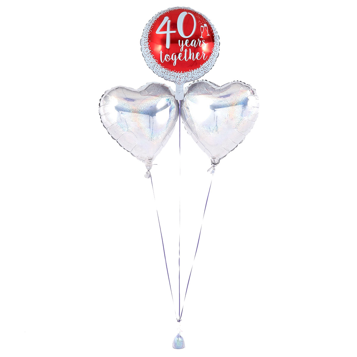 40th Anniversary Ruby Wedding Romantic Balloon Bouquet - DELIVERED INFLATED!