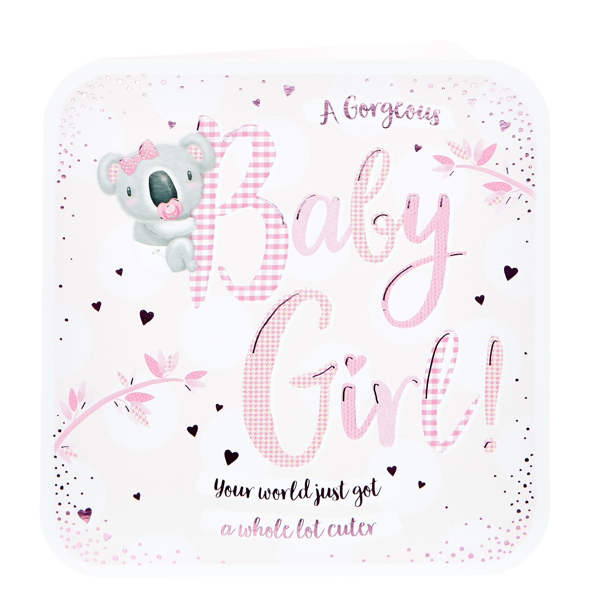 Platinum Collection New Baby Card - Baby Girl, Koala