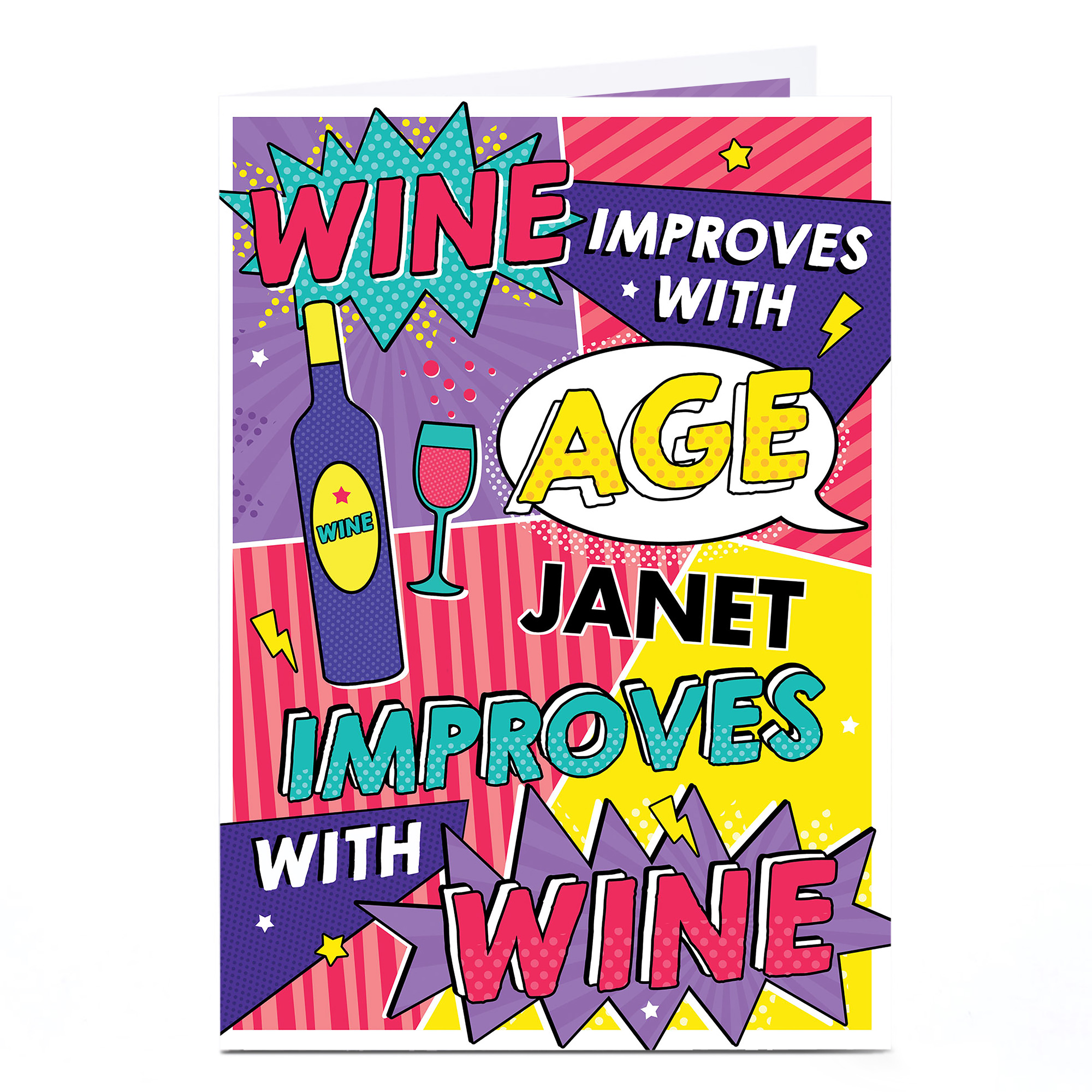 Personalised Birthday Card - Wine Cartoon Strip