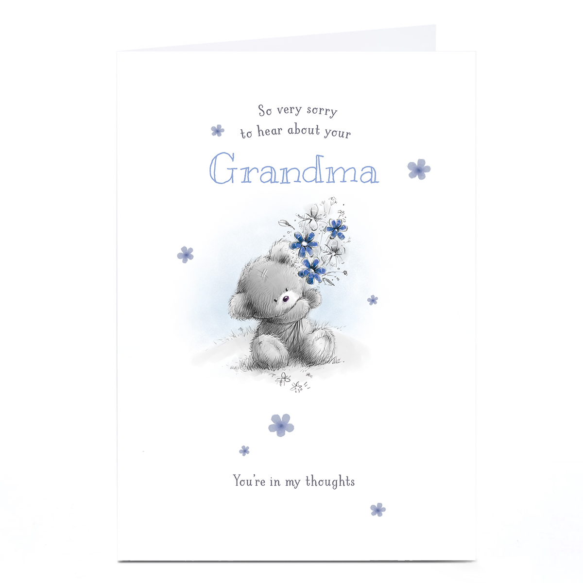 Personalised Sympathy Card - Bear Holding Flowers, Grandma