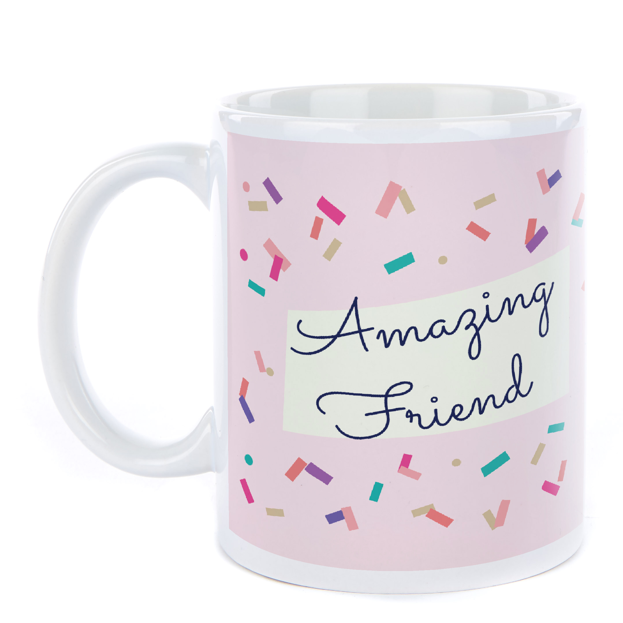 Personalised Birthday Mug - Pink Confetti, Editable Age & Recipient