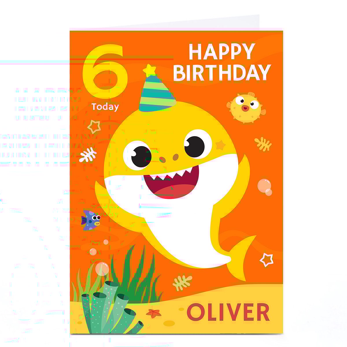 Personalised Baby Shark Birthday Card, Editable Age