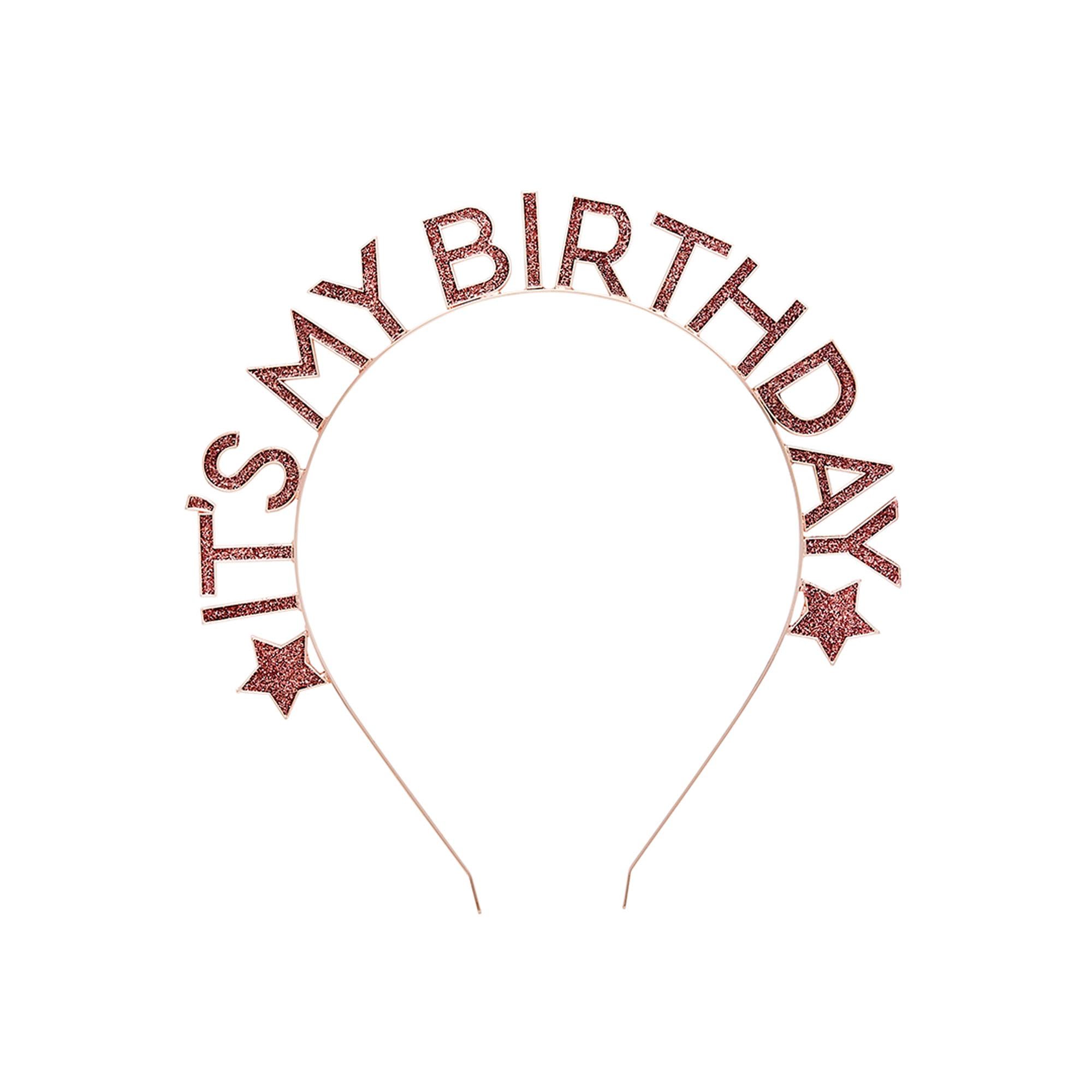 Rose Gold It's My Birthday Glitter Metal Headband 