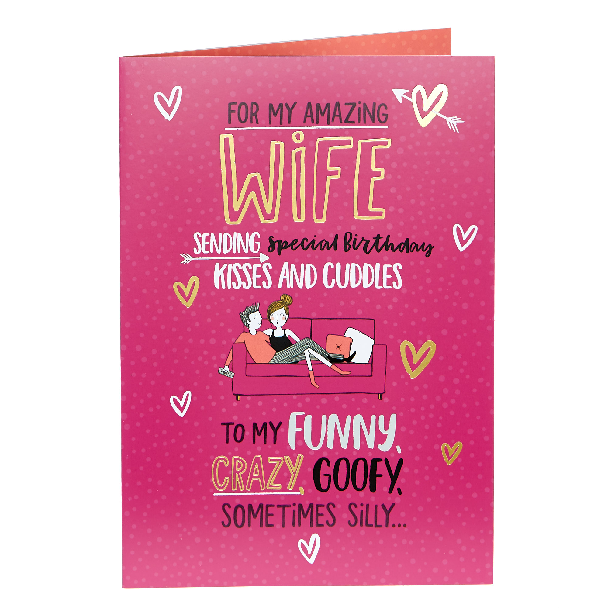 Birthday Card - Wife, Kissed & Cuddles 