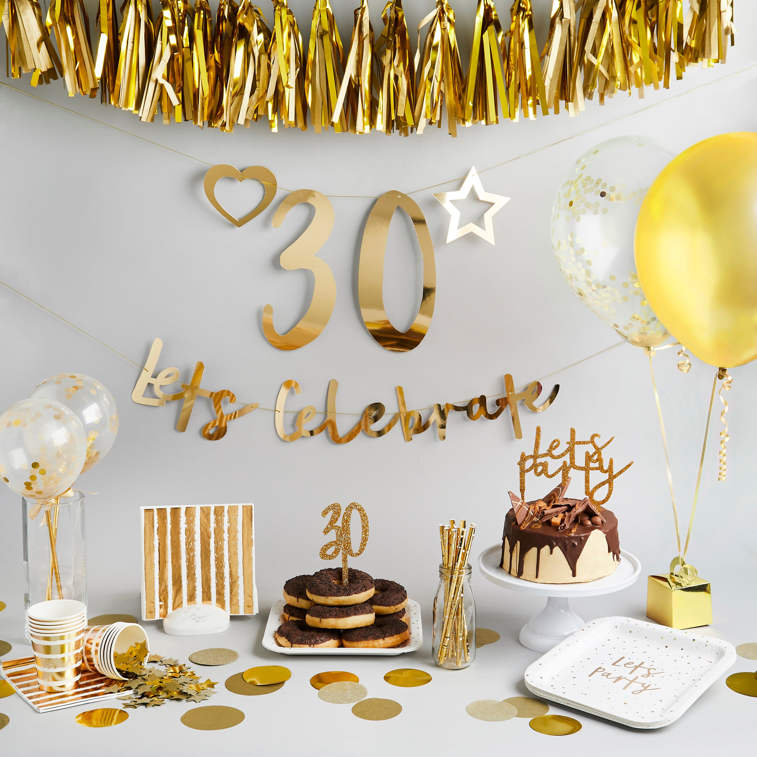 Metallic Gold Lets Celebrate Customisable Card Banner x2 2m