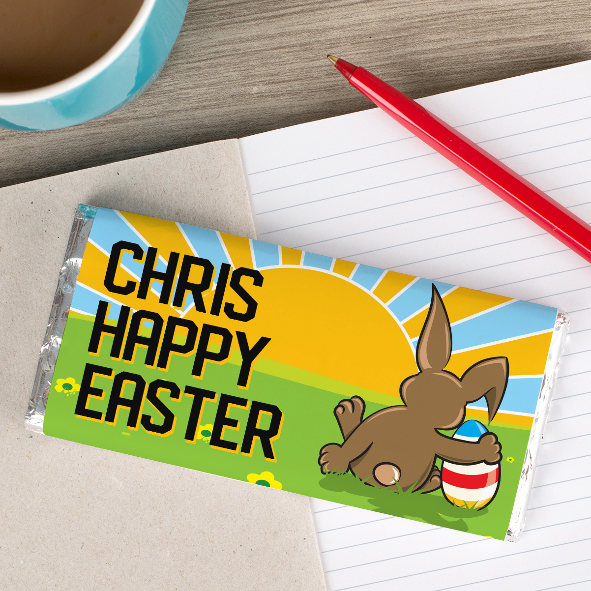 Personalised Chocolate Bar - Easter Bunny Sunset