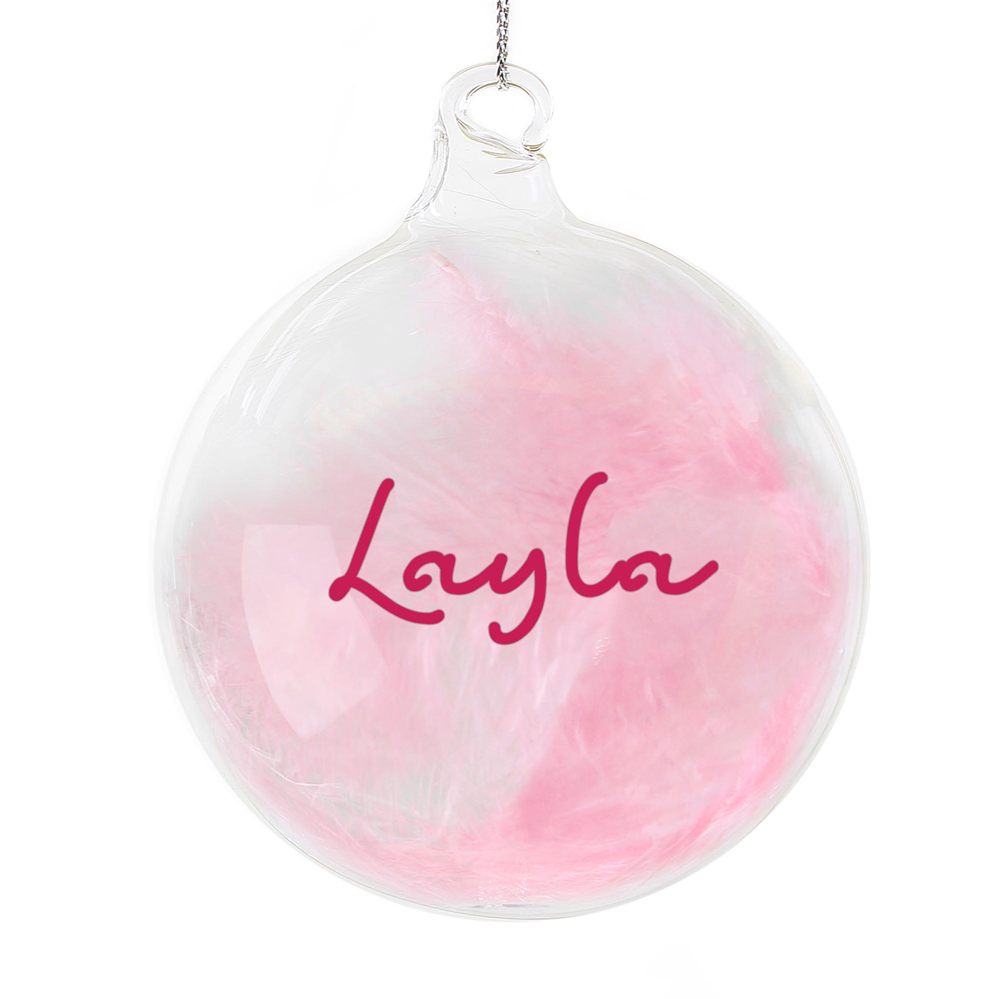 Personalised Pink Feather Bauble