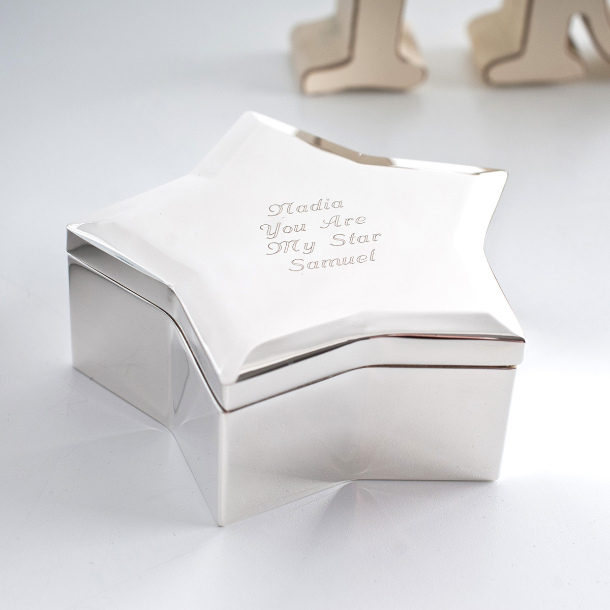 Personalised Engraved Silver-Plated Star Trinket Box