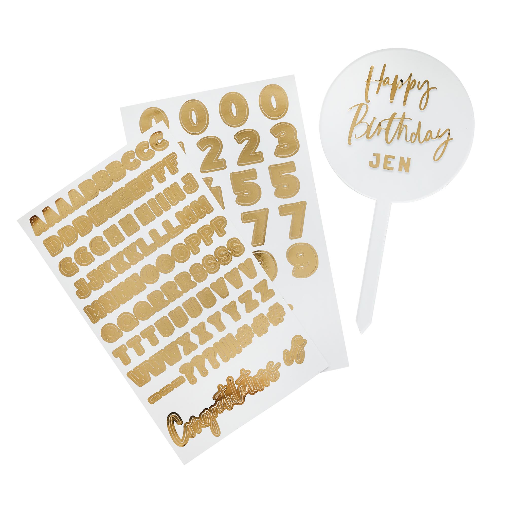 Metallic Customisable Acrylic Cake Topper (3 Colour Options)