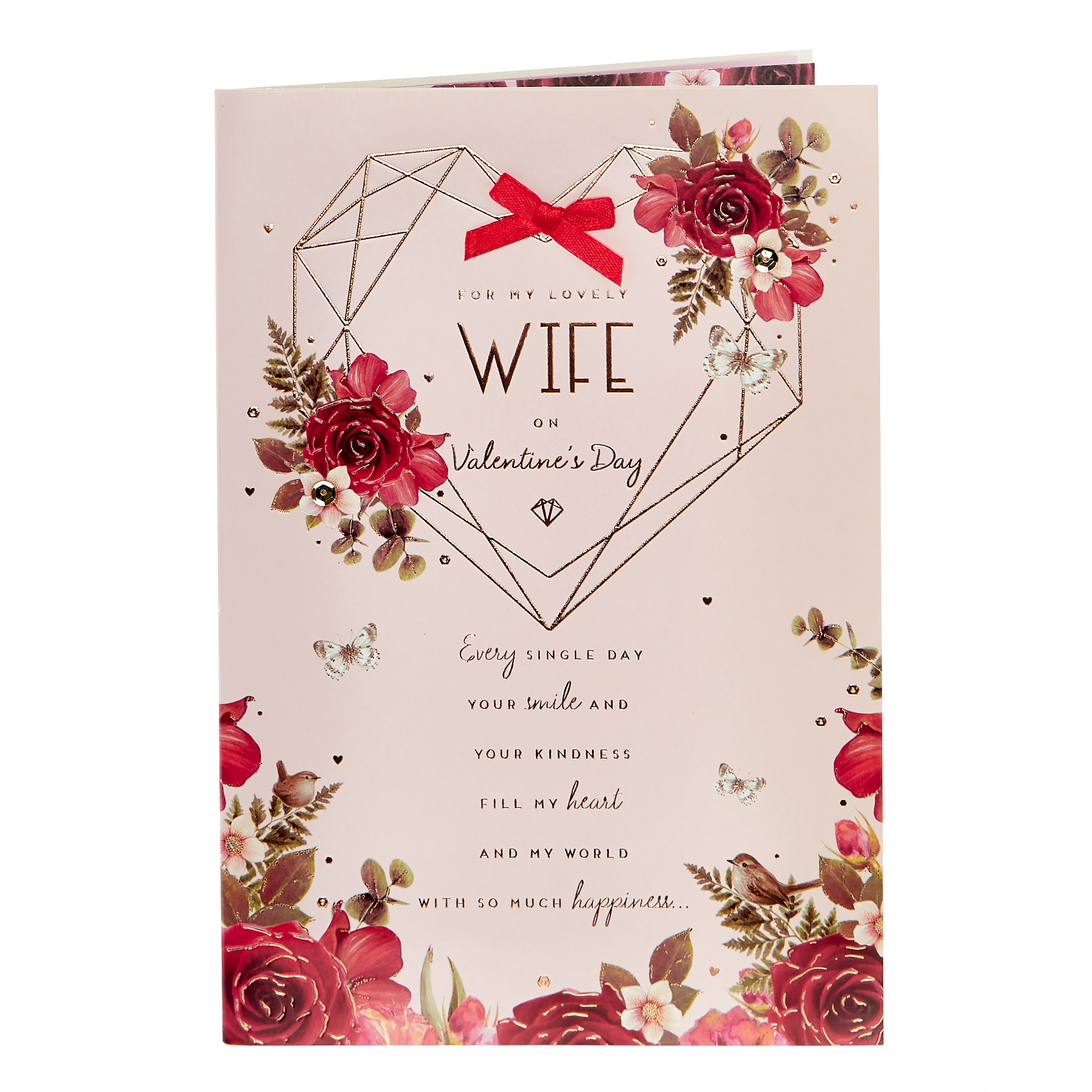 Valentine's Day Card - Lovely Wife Geometric Heart