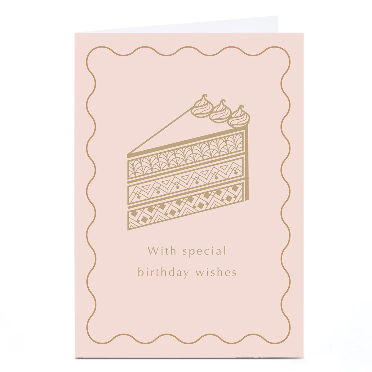 Personalised Birthday Card - Gold birthday cake