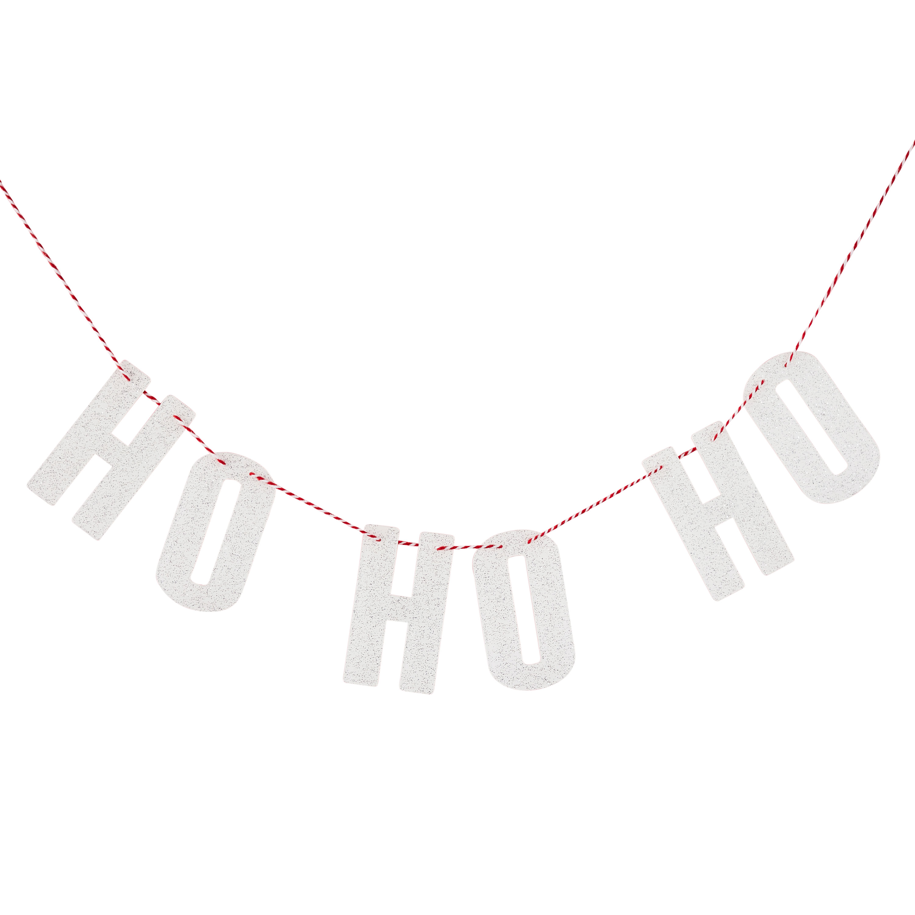 White Ho Ho Ho Glitter Acrylic Garland 1m