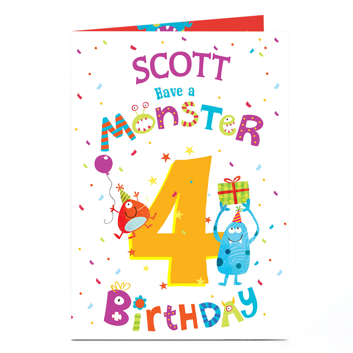Personalised Birthday Card - Monster Birthday, Editable Age