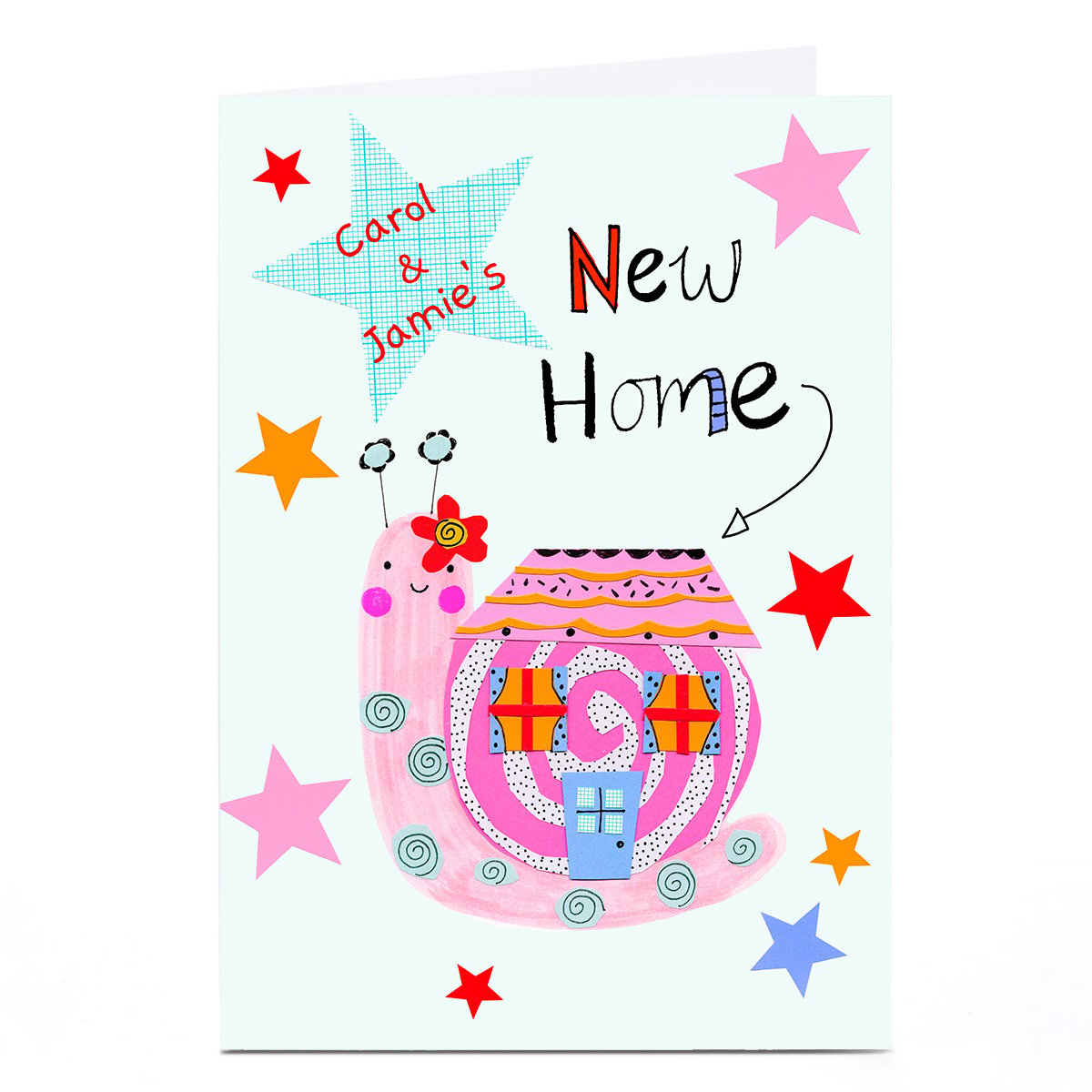Personalised Lindsay Loves To Draw New Home Card - Cute Snail