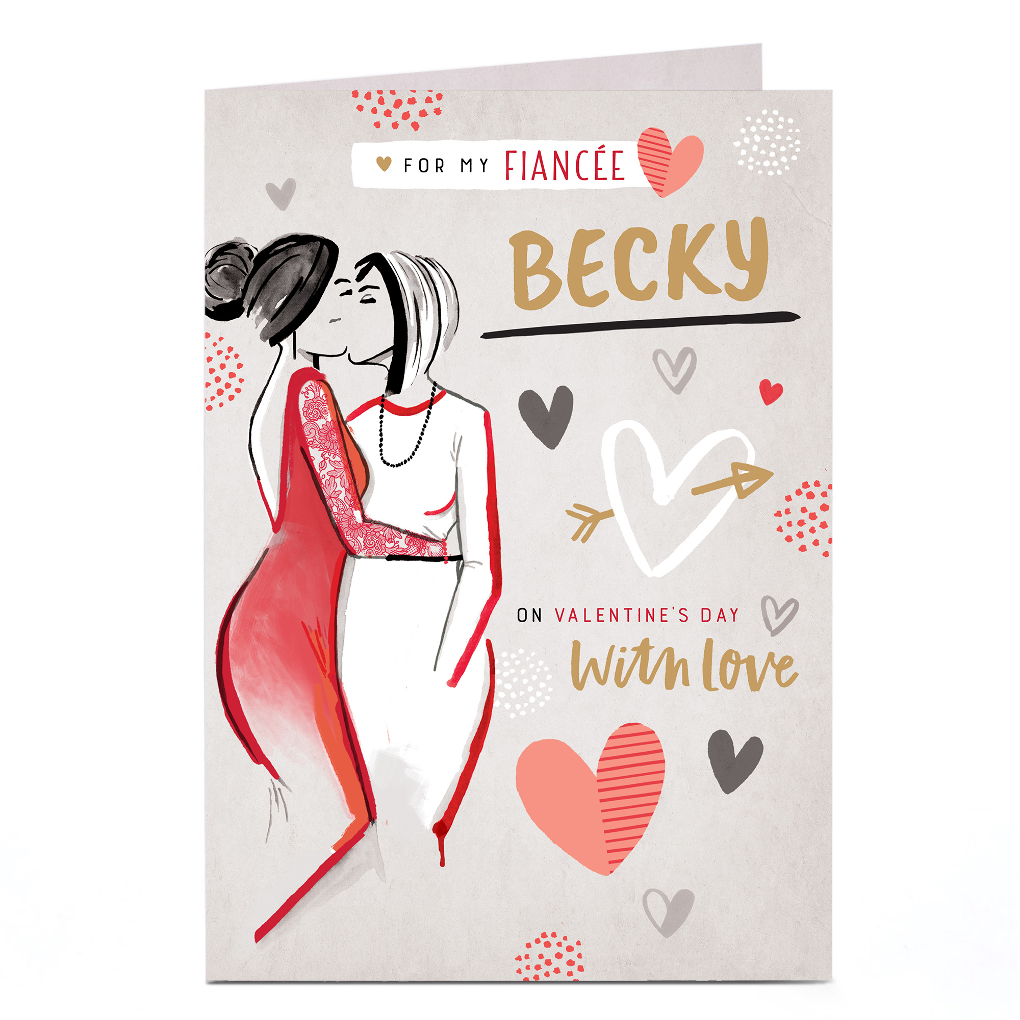Personalised Valentine's Card - Fiancee Illustrated Women