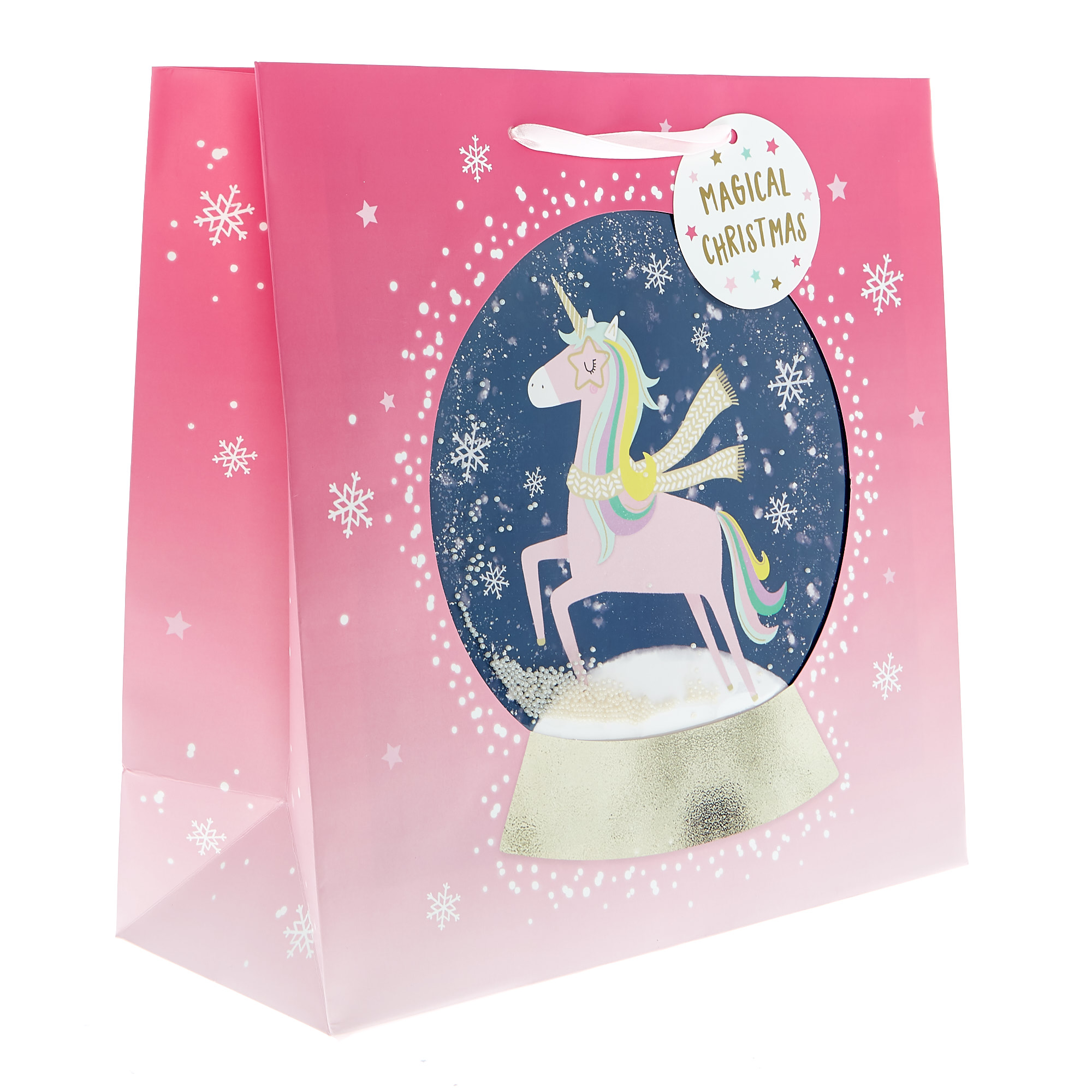 Large Square Unicorn Globe Christmas Gift Bag