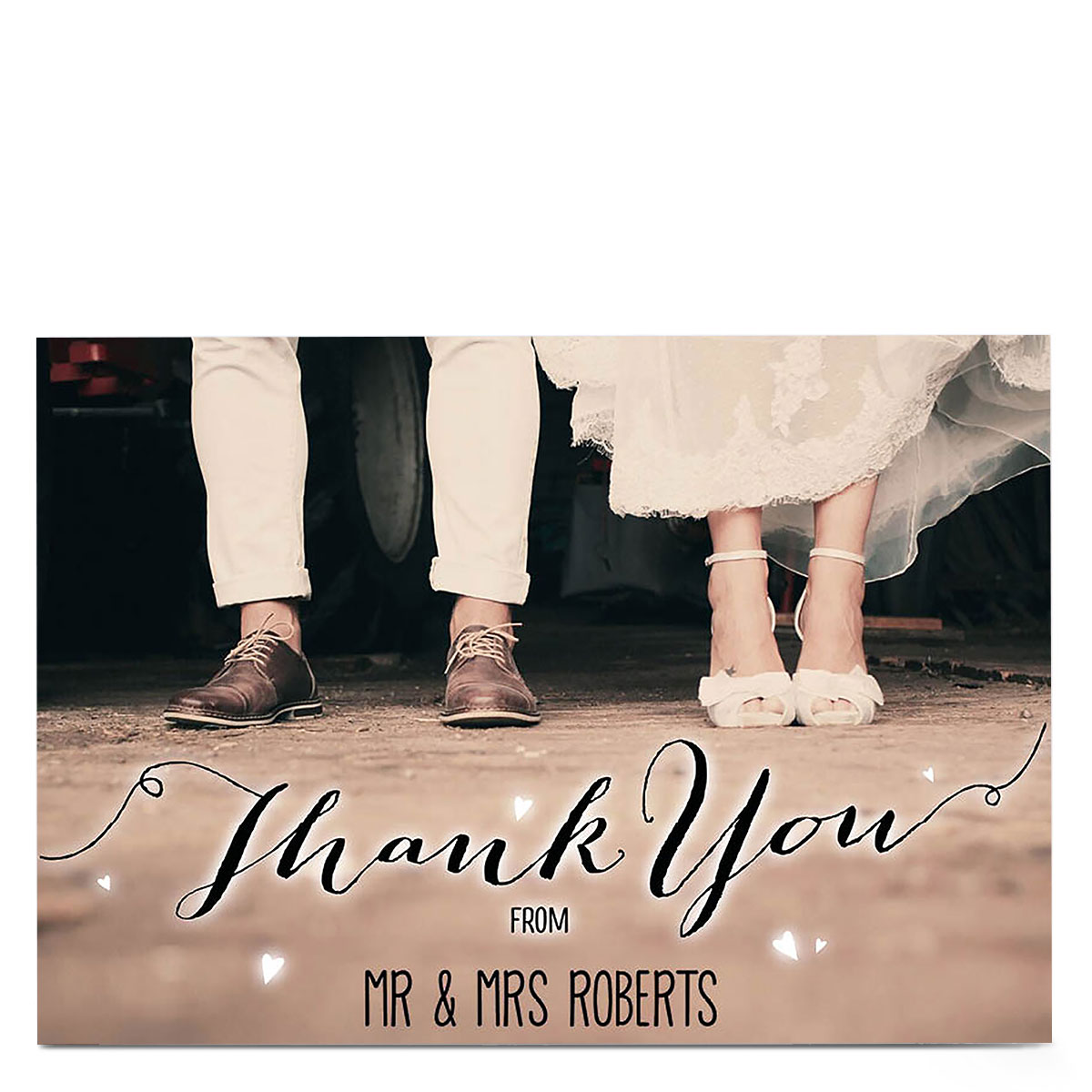 Personalised Thank You Card - Sepia Shoes