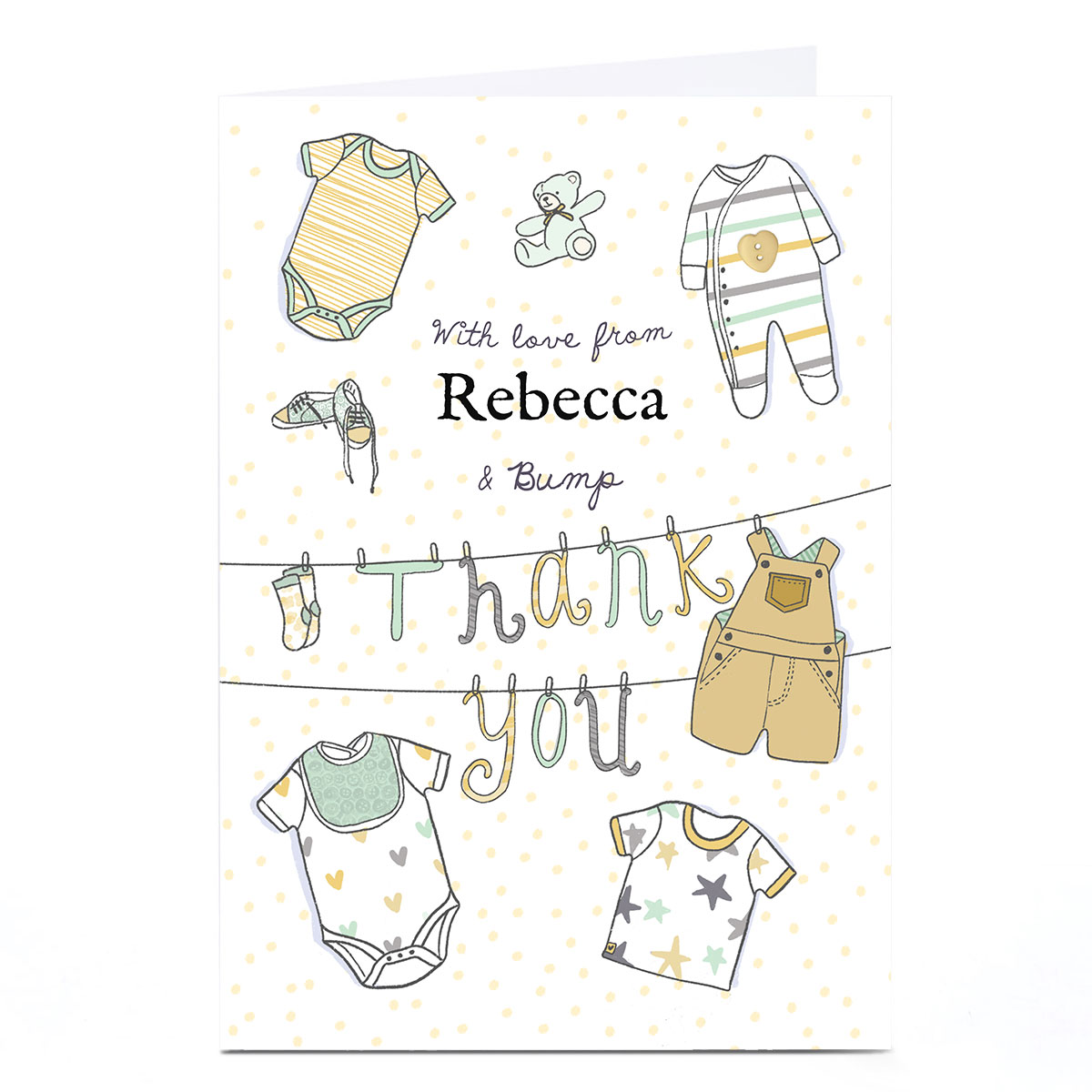 Personalised Thank You Card - From Bump, Yellow 