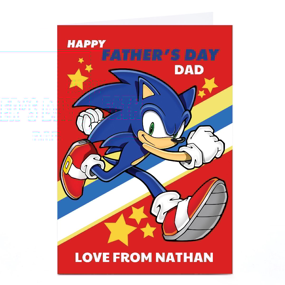 Personalised Sonic Father's Day Card - Running Sonic, Dad